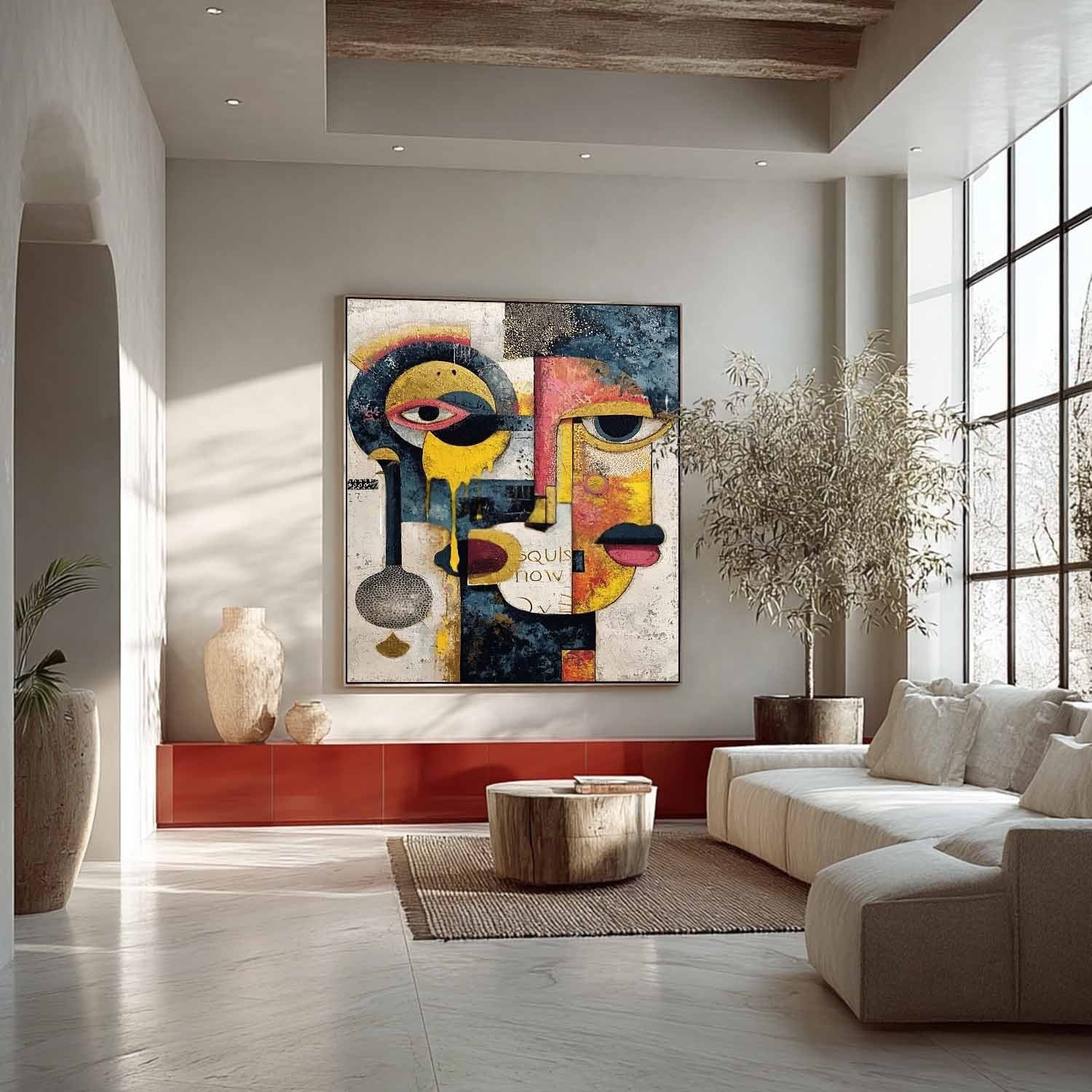 Cubist Dual Faces Abstract Painting