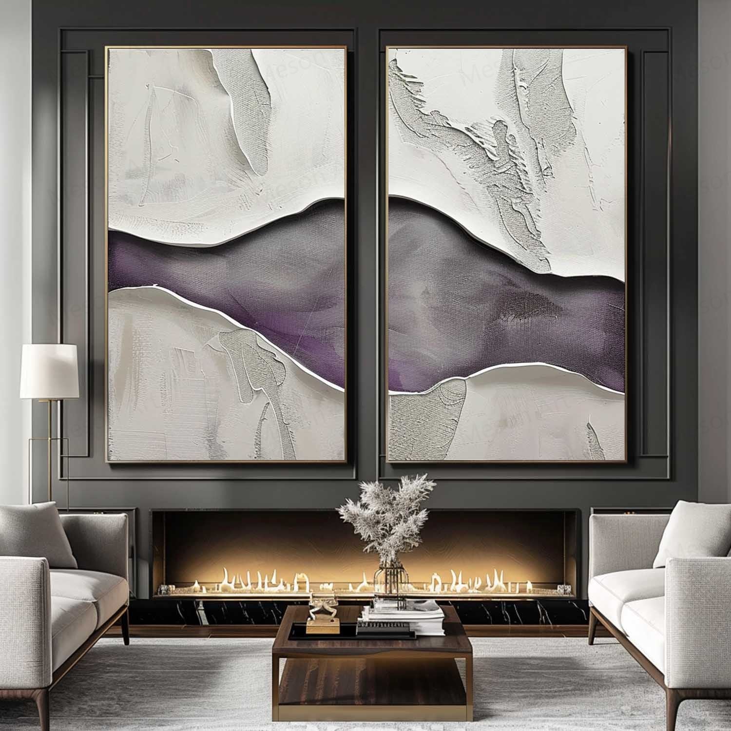 Dual Panel Textured Abstract Wall Art