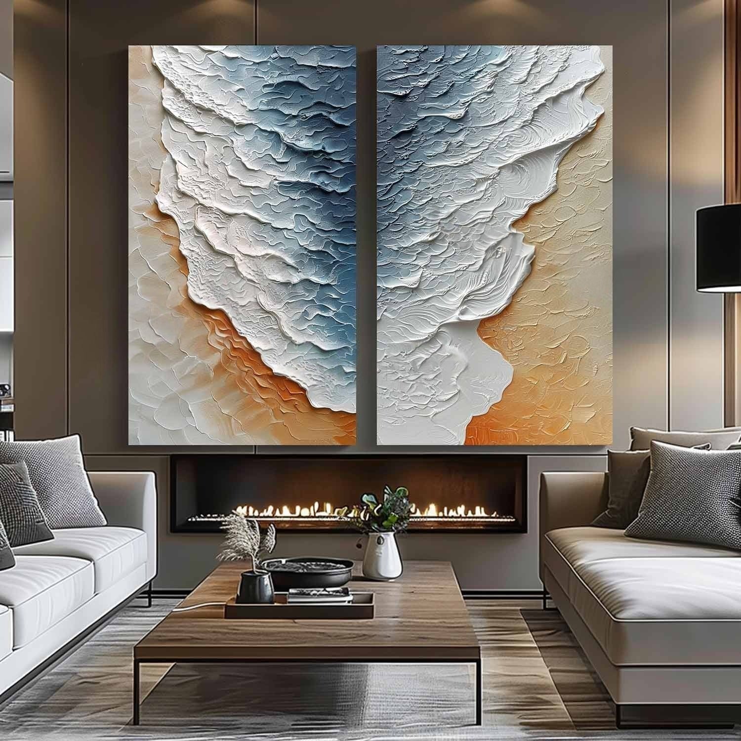 Wall Art Serene Dual Panel Ocean Wave