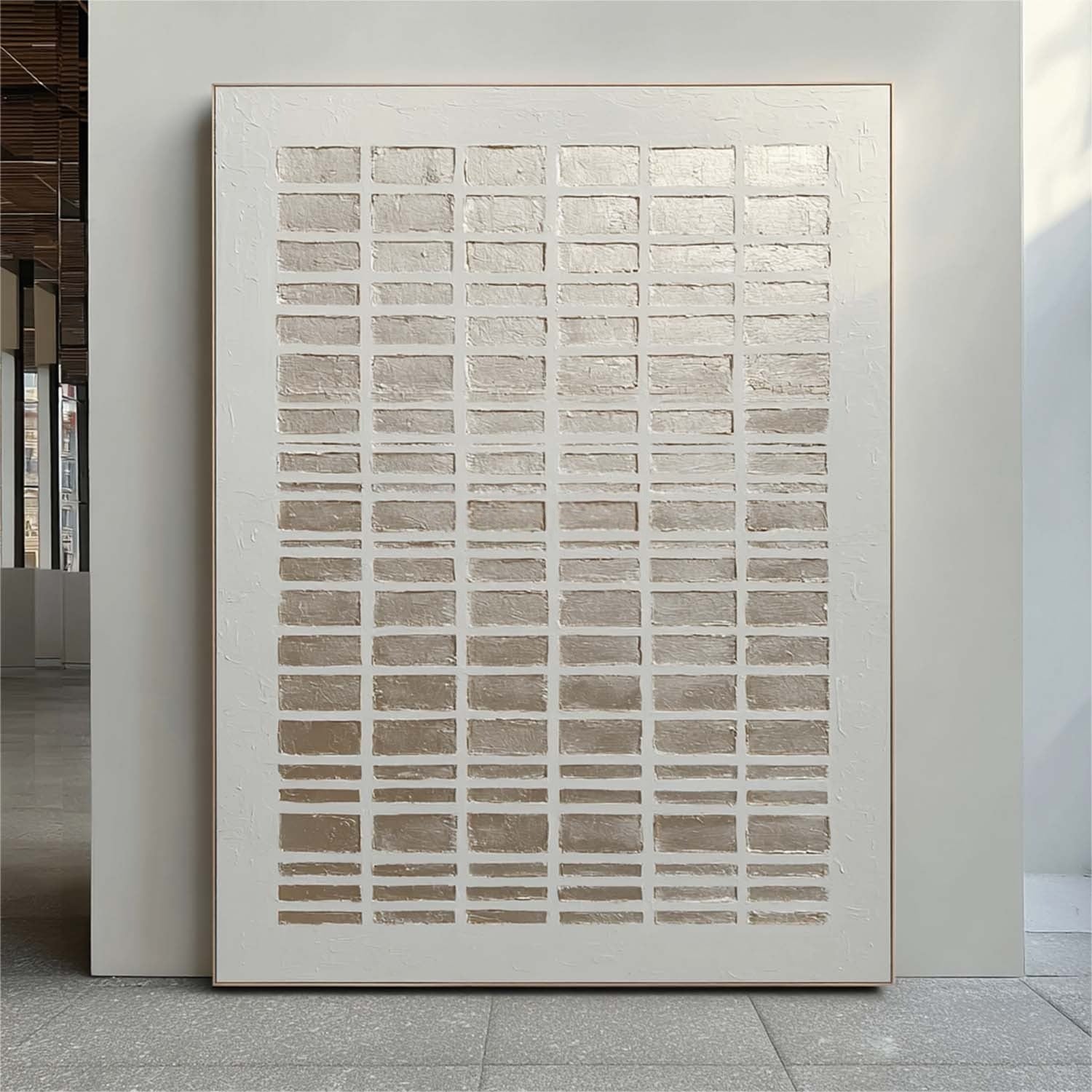Wall Art Minimalist Gradient Grid Beige