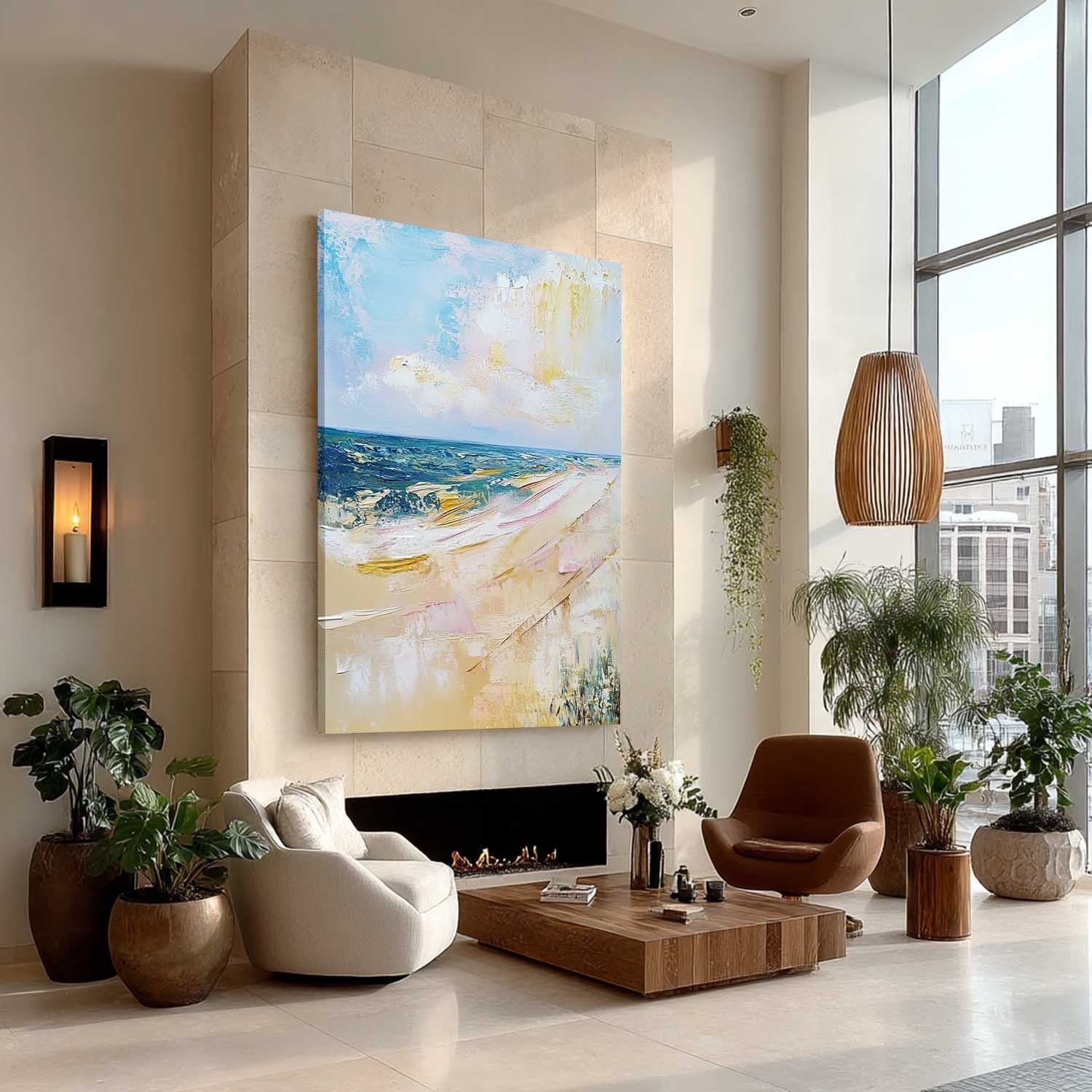 Wall Art Serene Textured Beach Ocean