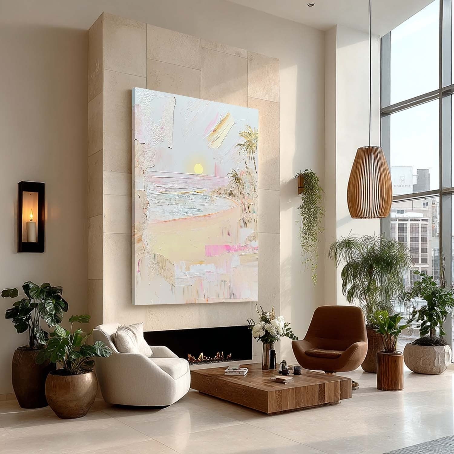 Wall Art Rectangle Impressionist Beach Sunset Art Pastel