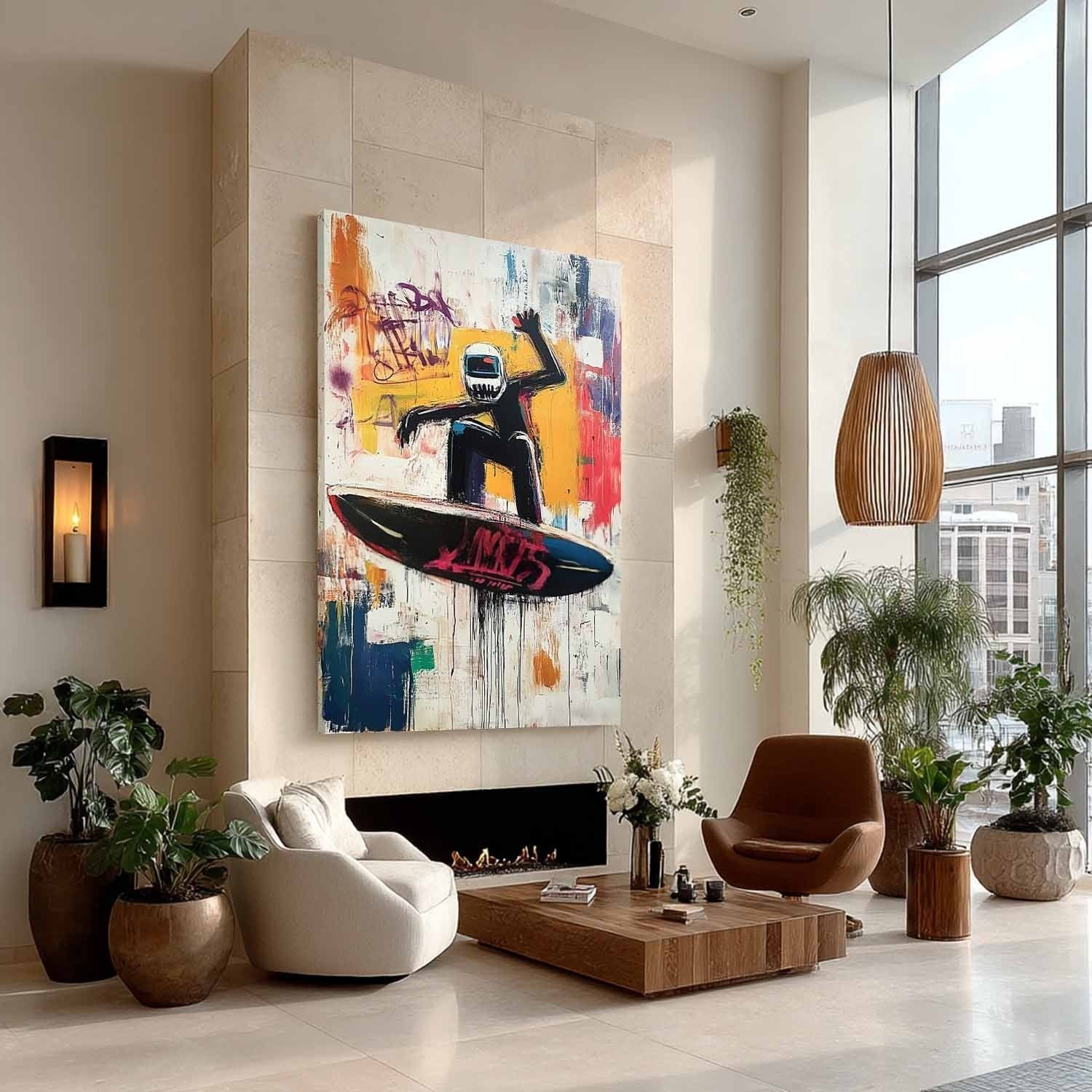 Wall Art Futuristic Textured Helmeted Surfer
