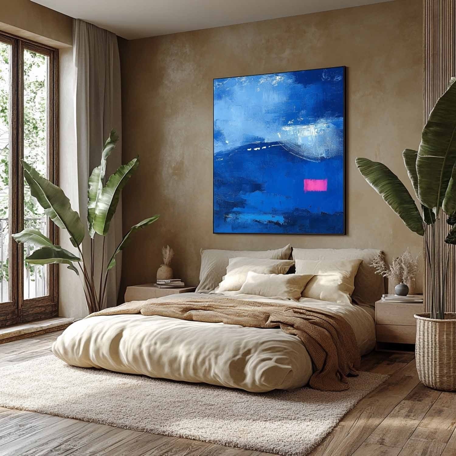 Wall Art Calming Textured Deep Blue