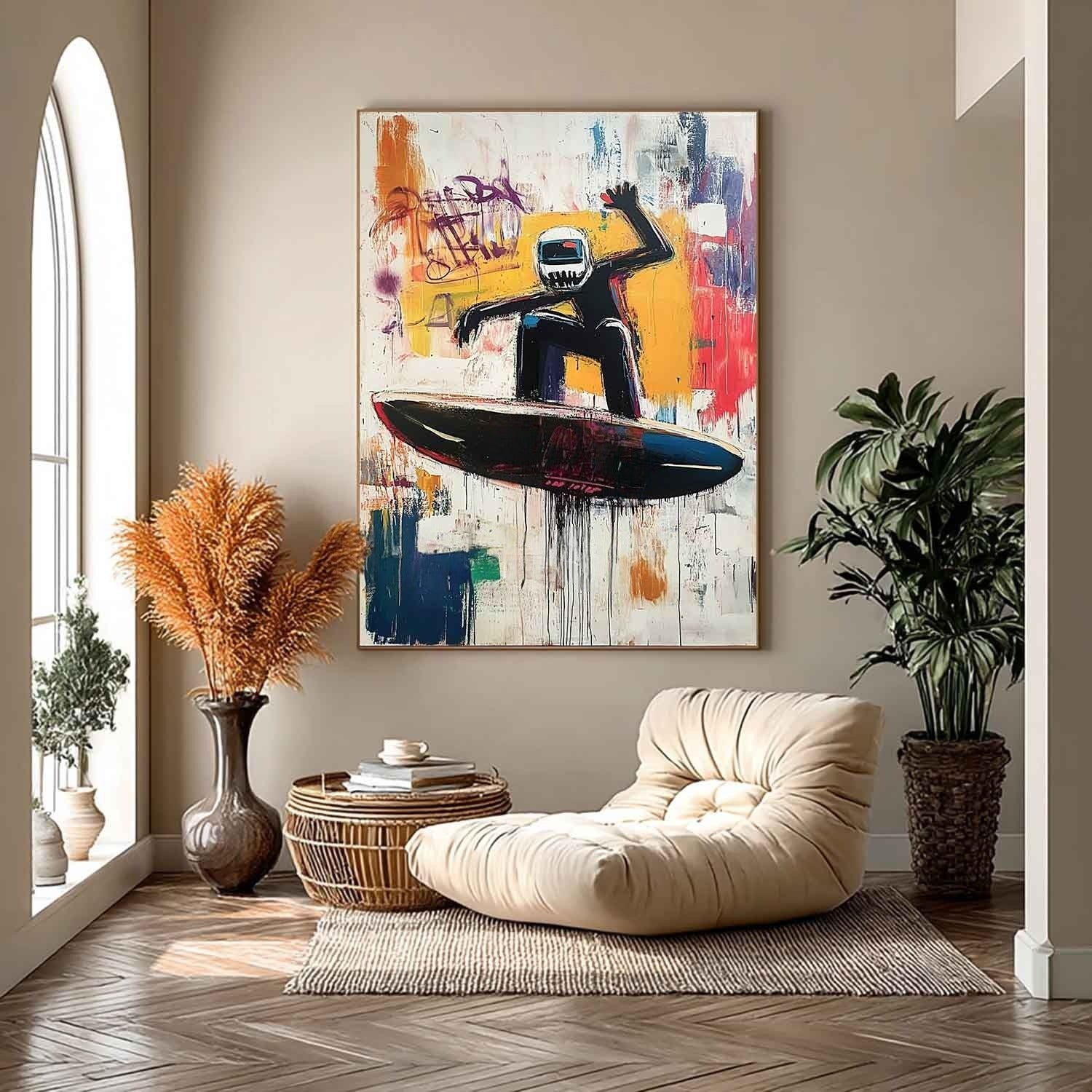 Wall Art Futuristic Textured Helmeted Surfer