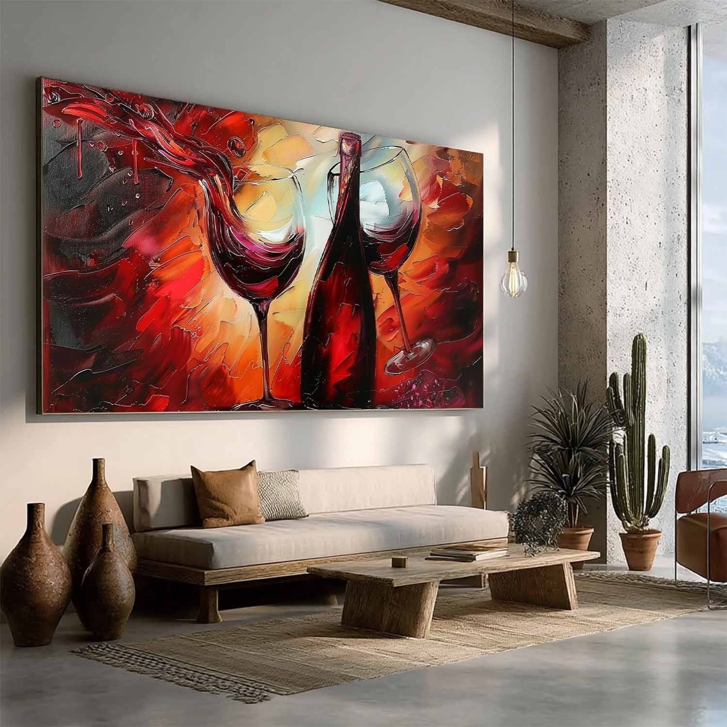 Wall Art Vibrant Textured Wine Bottle