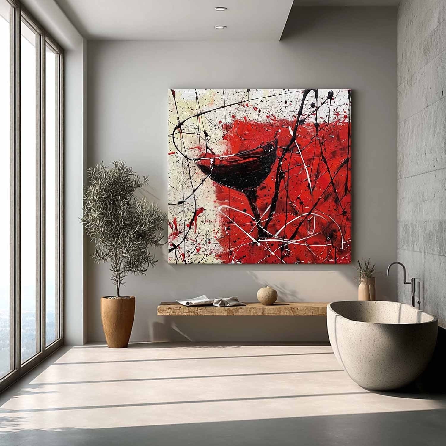 Wall Art Bold Textured Abstract Wine