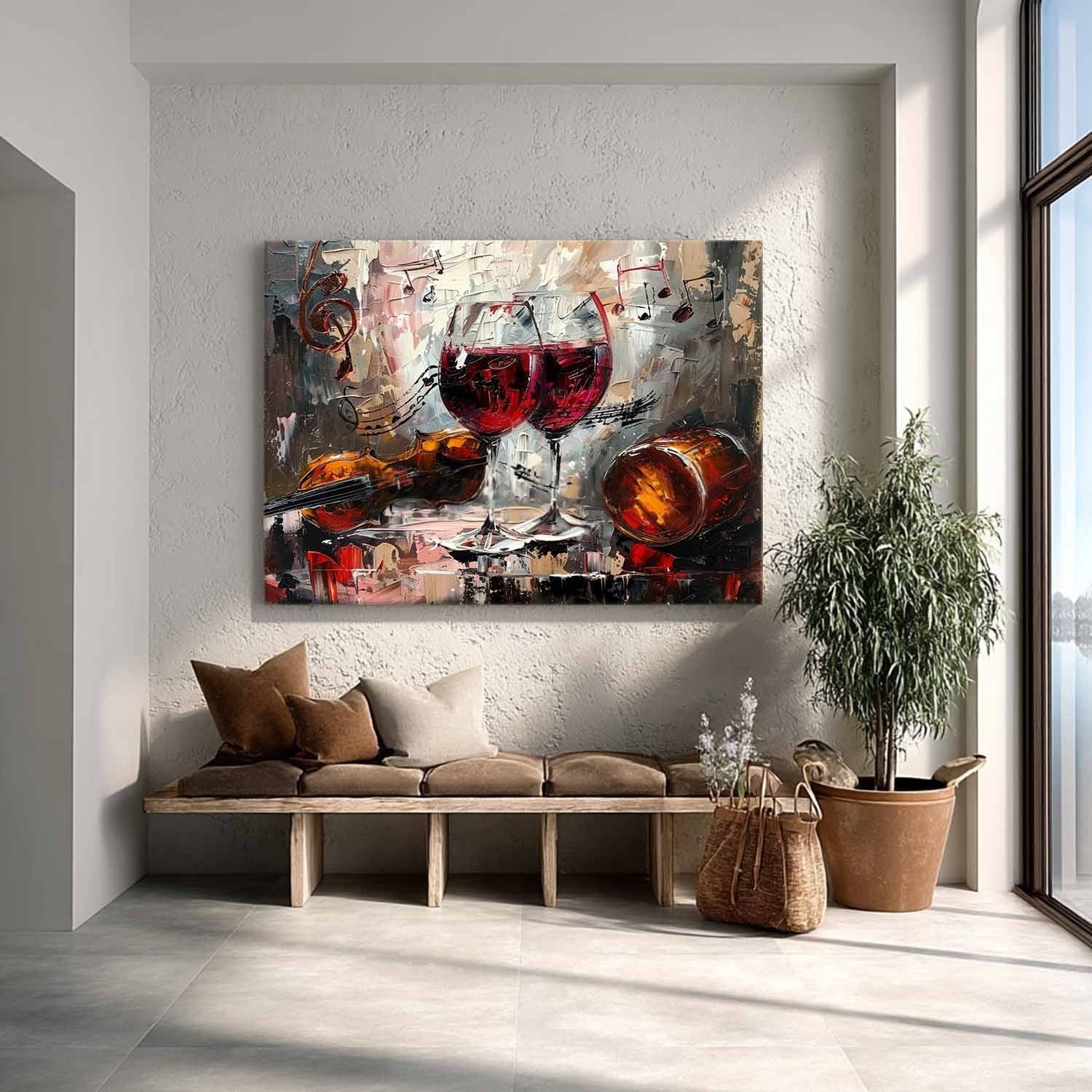 Wall Art Lyrical Textured Wine Glass