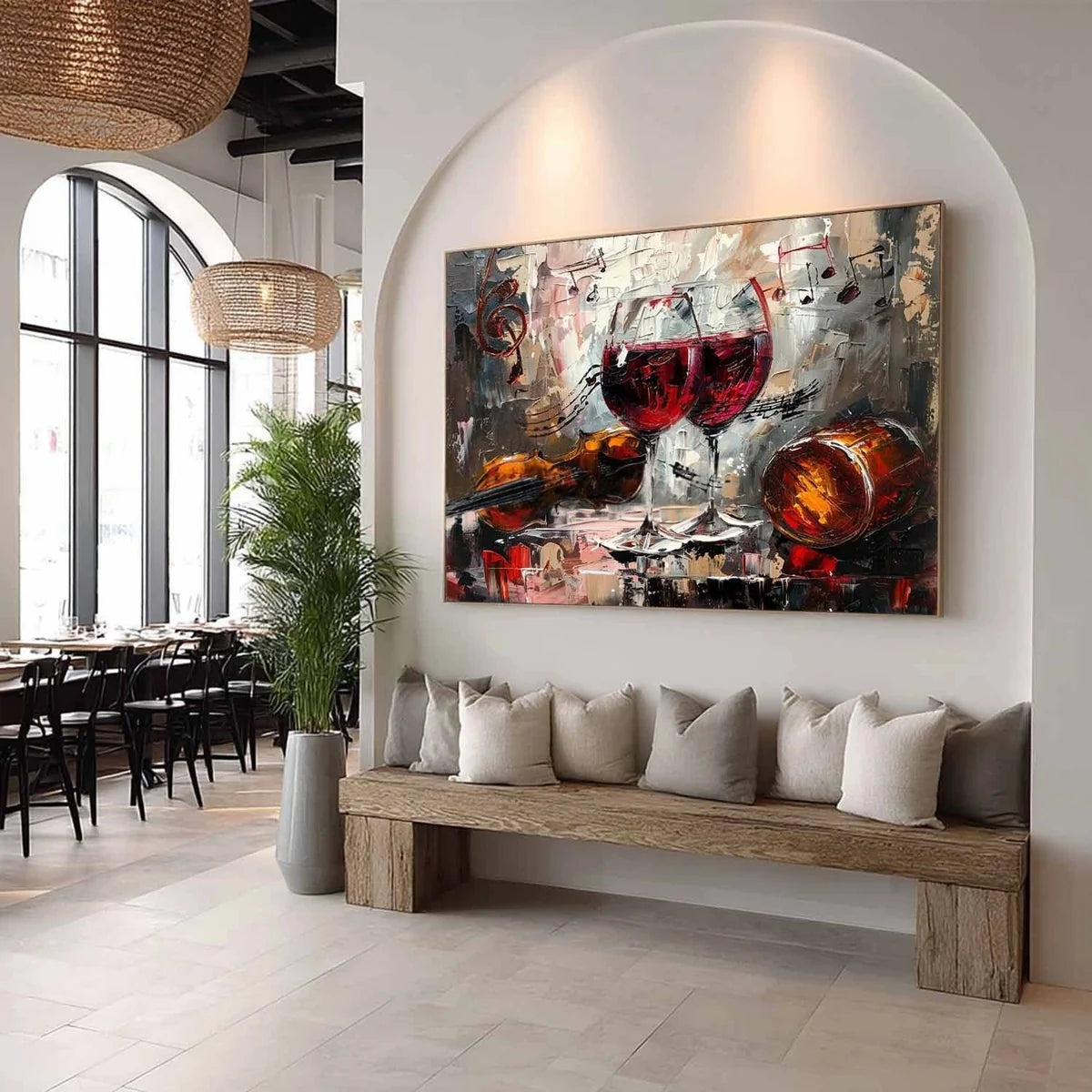 Wall Art Lyrical Textured Wine Glass