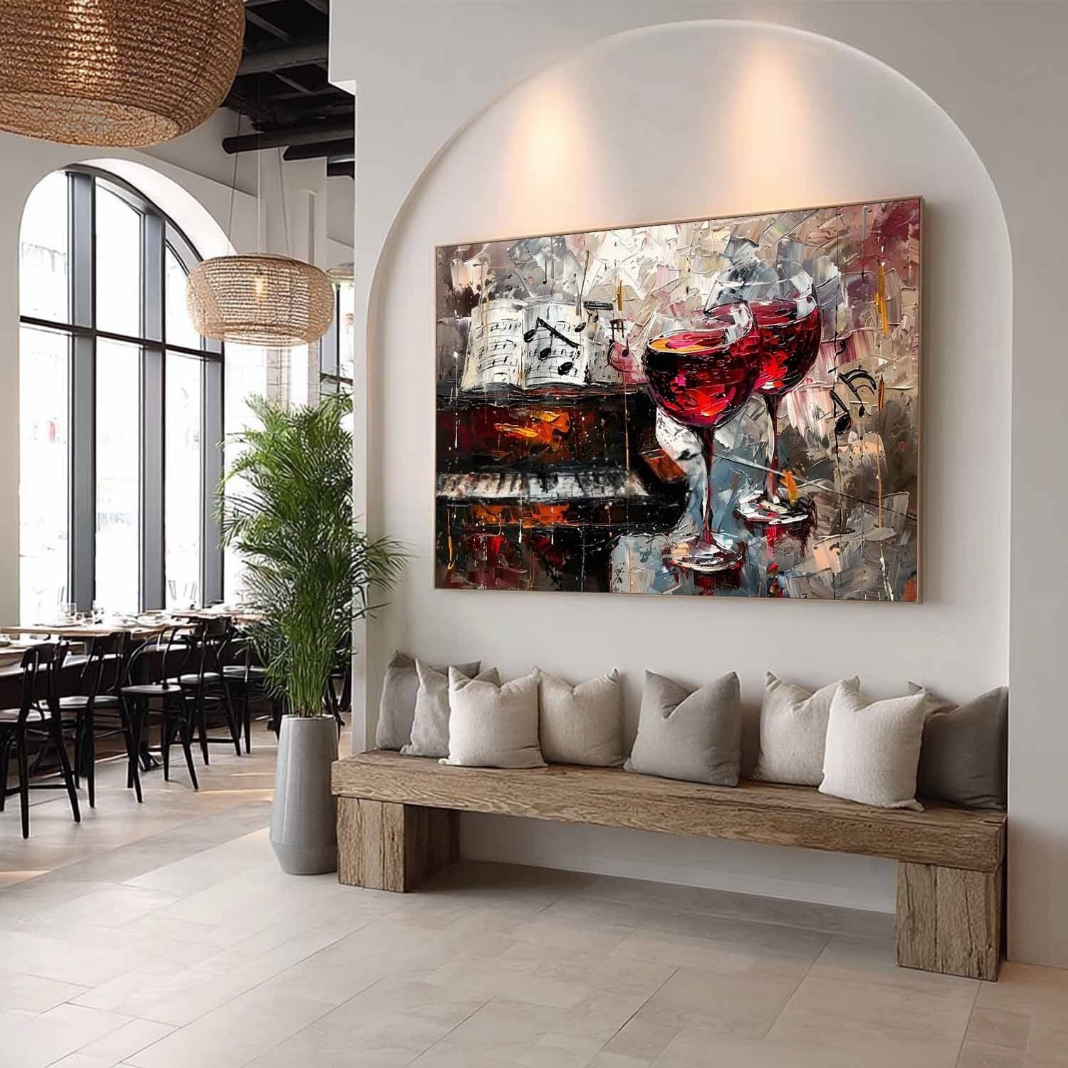 Wall Art Melodic Textured Wine Glass