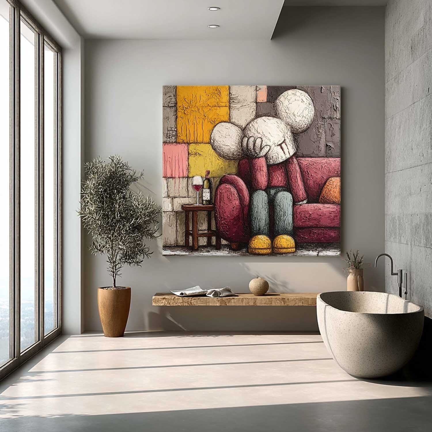 Kaws Style Pop Art Impasto Painting