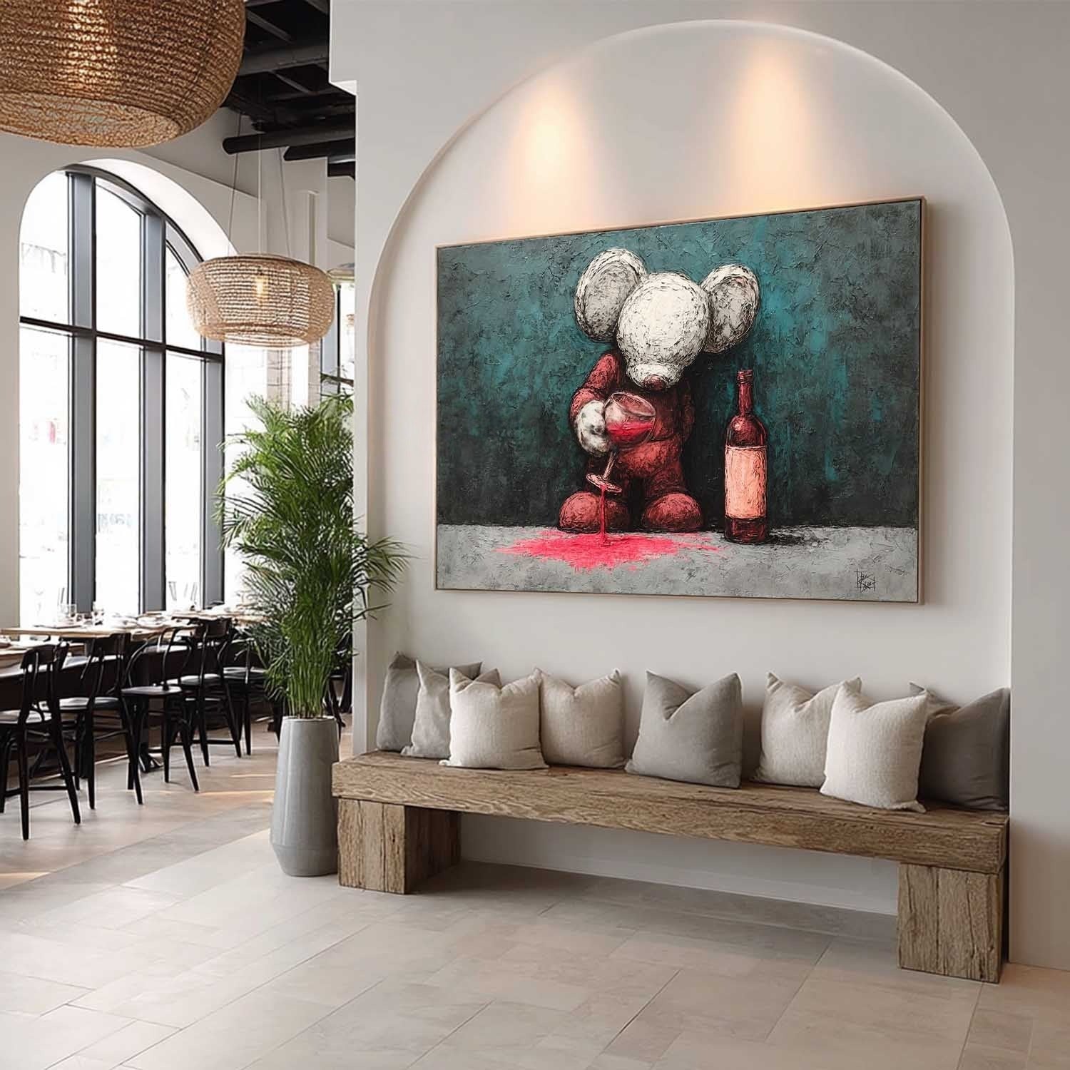 Wall Art Panoramic Textured Cartoon Character Scene Moody