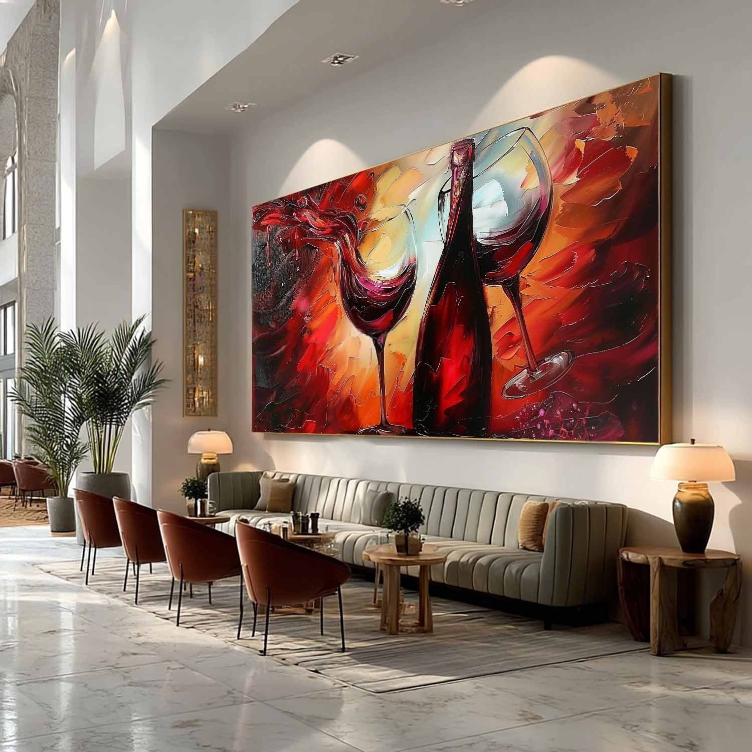Wall Art Vibrant Textured Wine Bottle