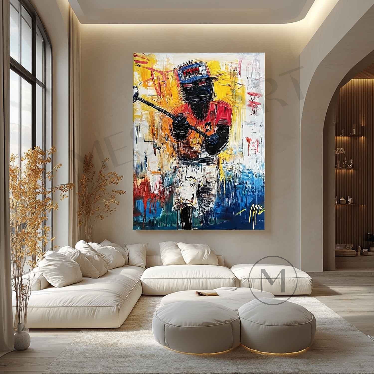 Wall Art Vertical Expressionist Golfer Painting