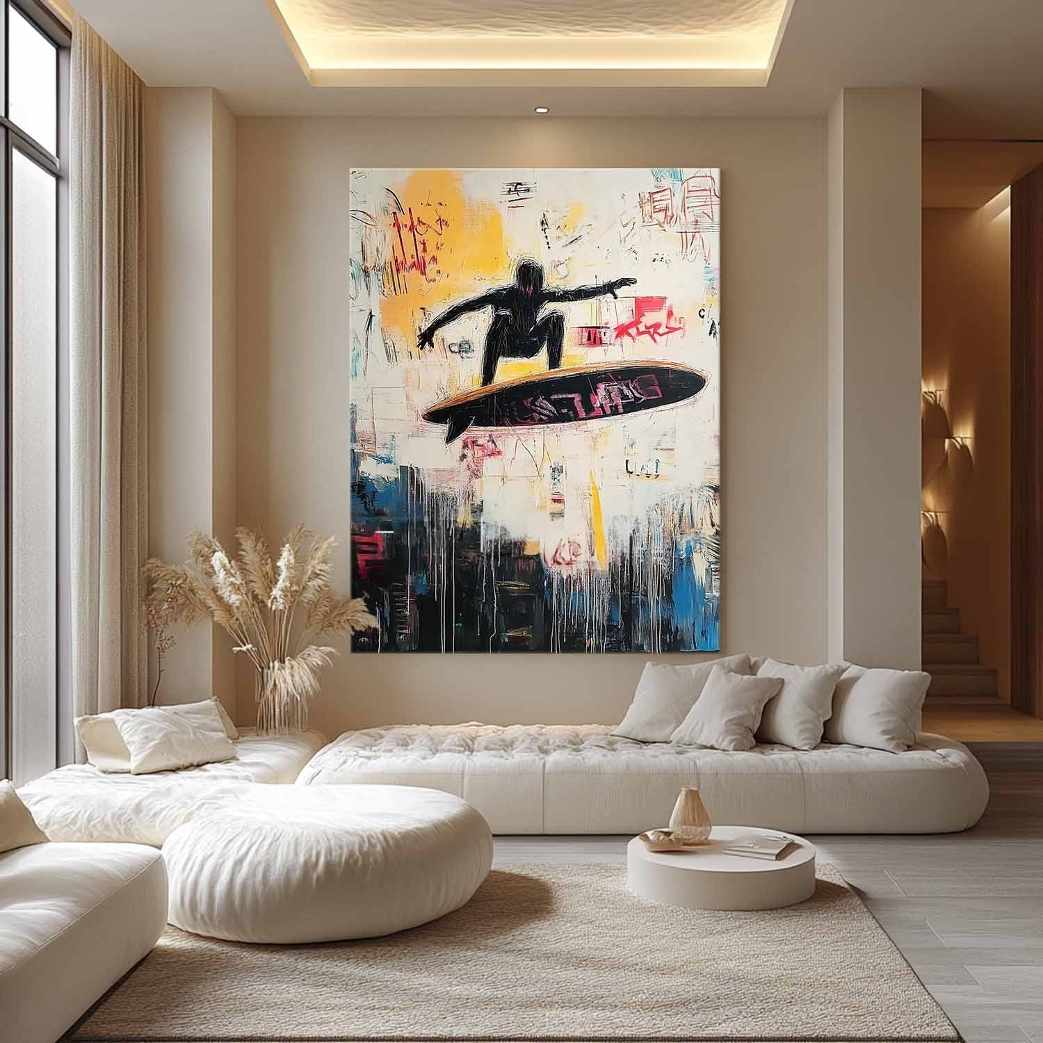 Wall Art Edgy Textured Graffiti Surfer