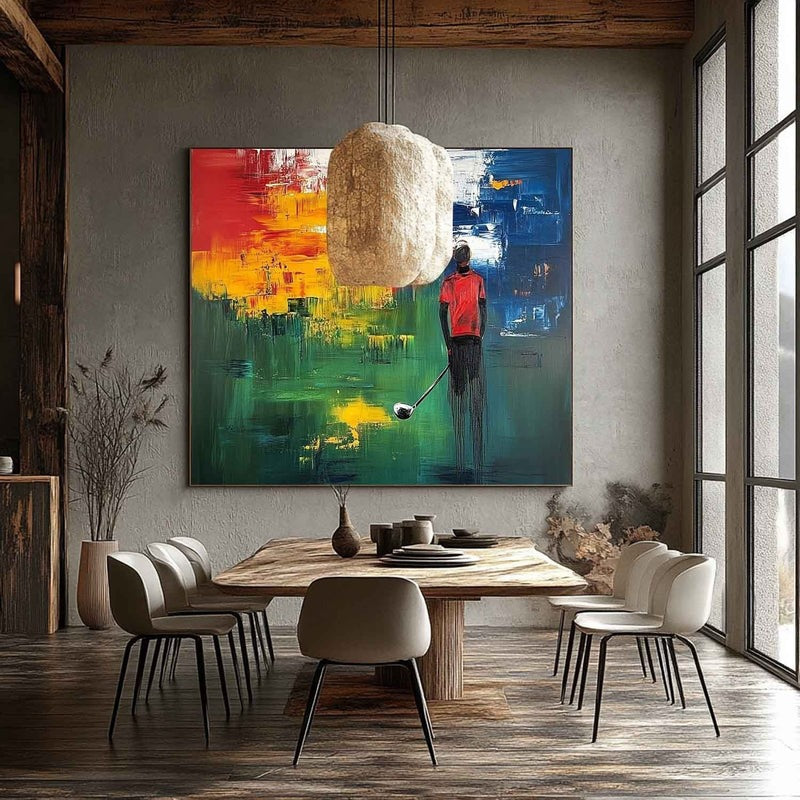 Wall Art Abstract Golf Player Painting