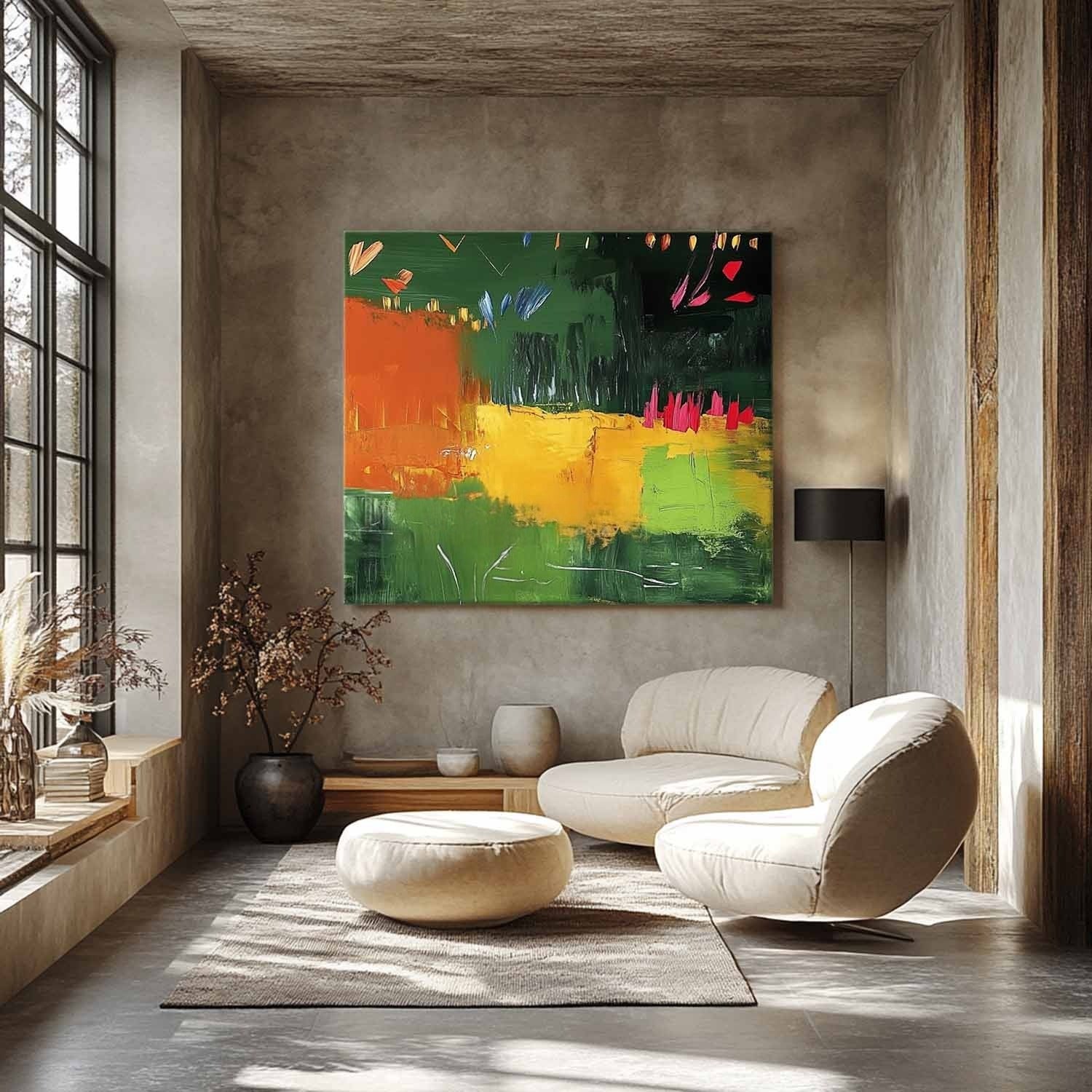 Wall Art Energetic Textured Bold Green