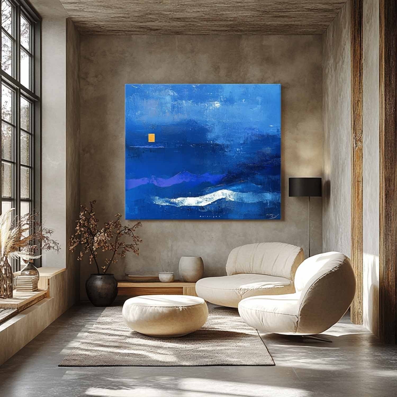 Wall Art Tranquil Textured Blue Mountain