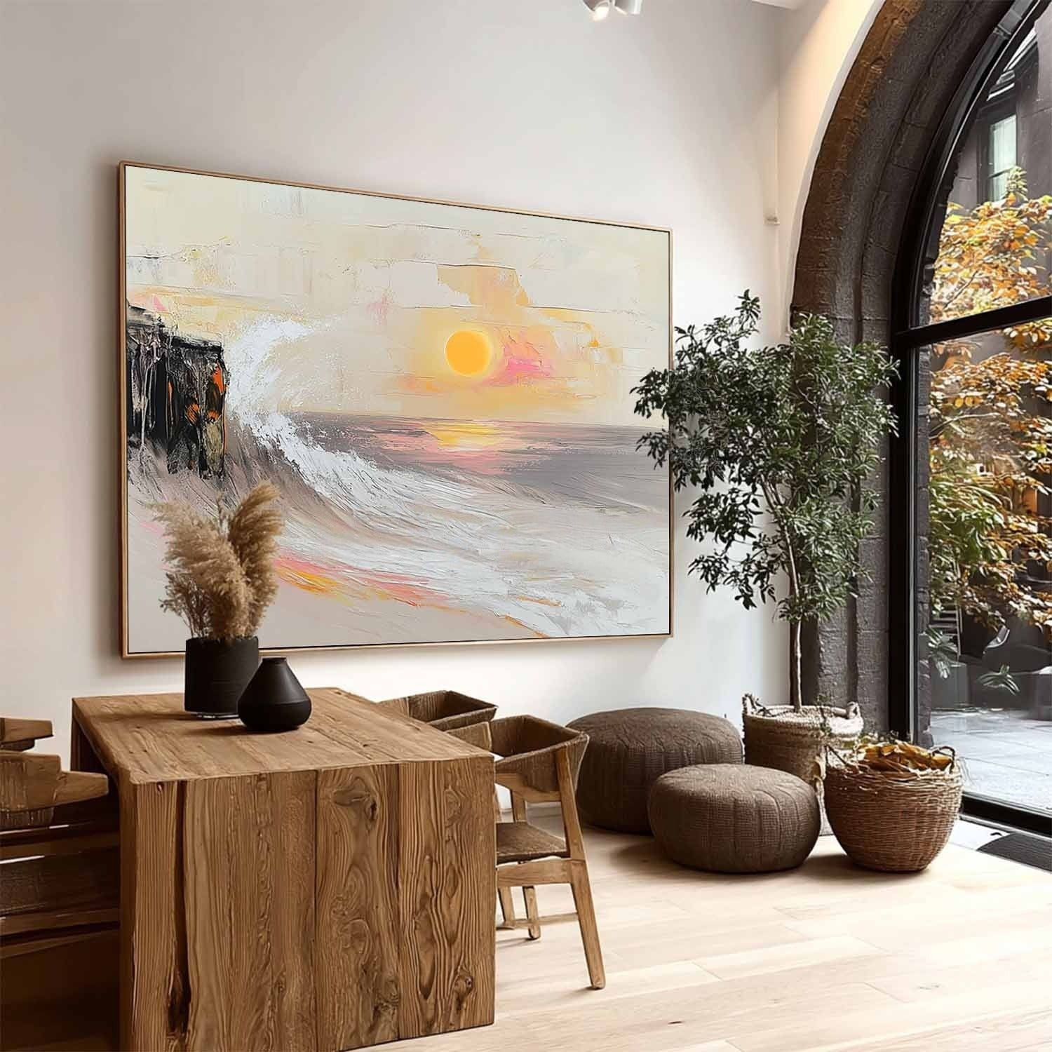 Wall Art Panoramic Impressionist Coastal Sunset Scene