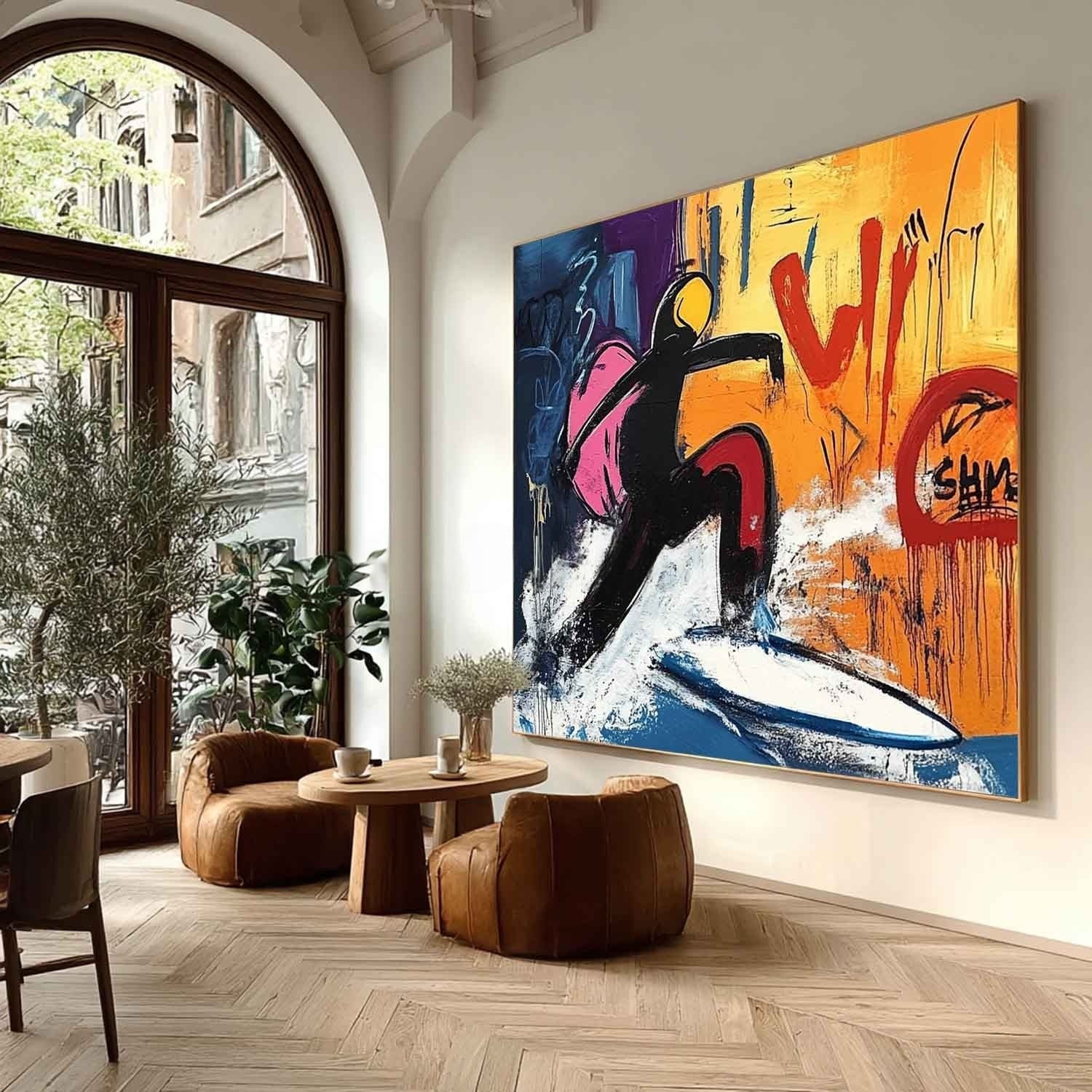 Wall Art Square Pop Art Surfing Graffiti Scene Vibrant