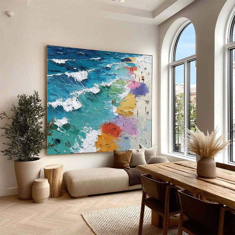 Wall Art Colorful Beach Impasto Ocean Wave