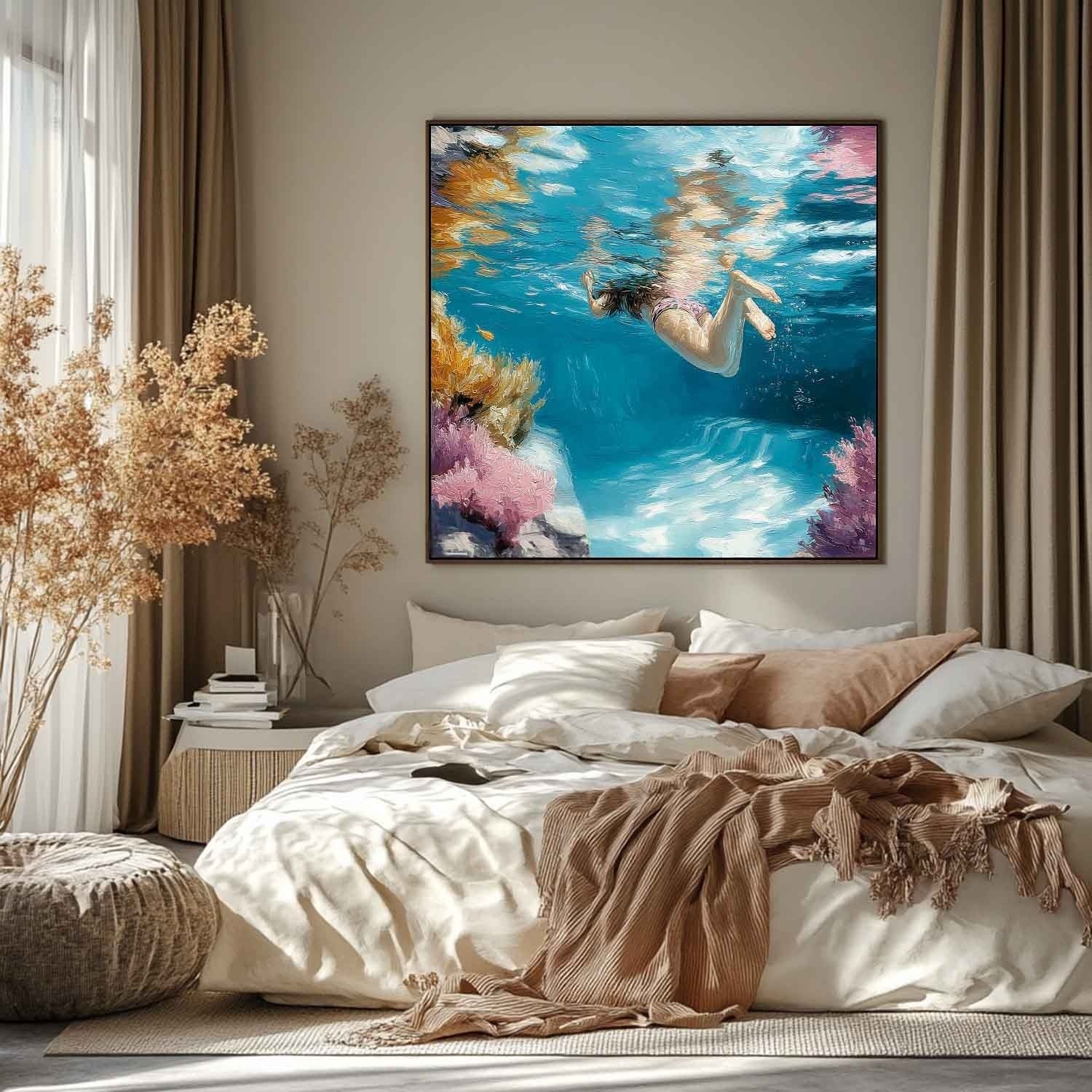 Tropical Underwater Snorkeling Impasto Painting
