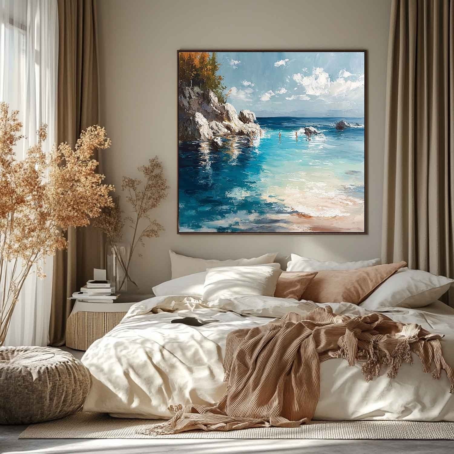 Cliffside Bay Impasto Painting