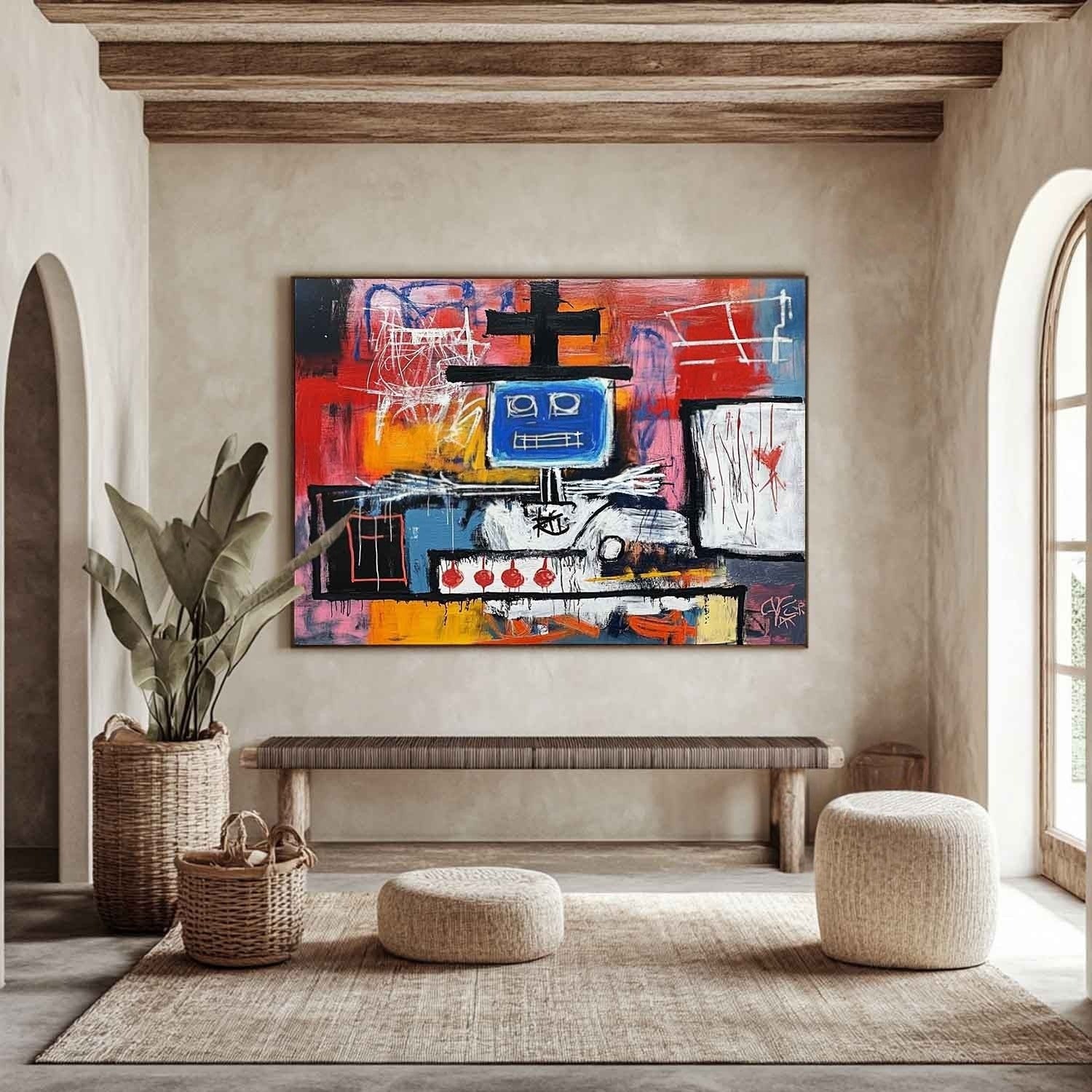 Wall Art Neo Expressionist Robot Painting