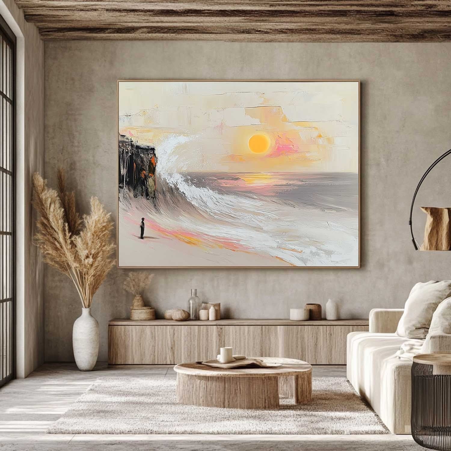Wall Art Panoramic Impressionist Coastal Sunset Scene