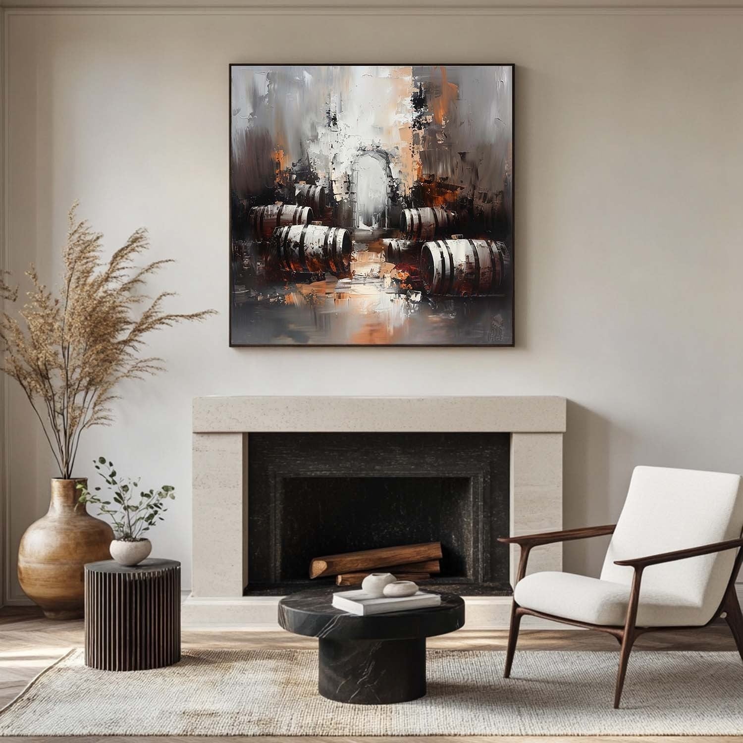 Wall Art Rustic Textured Wine Barrel