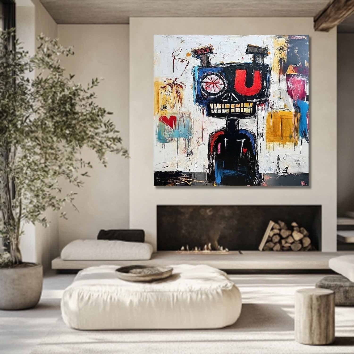 Wall Art Neo Expressionist Robot Skull