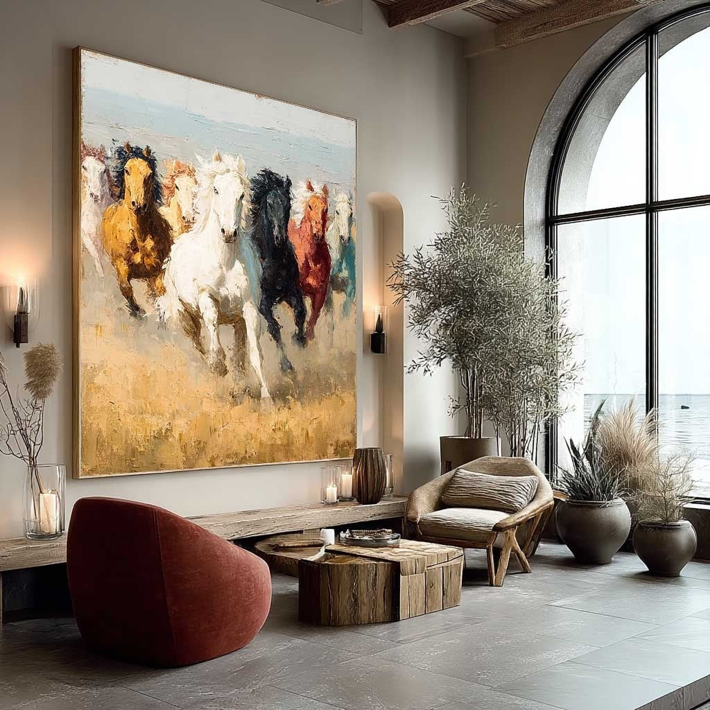 Wild Horses Running 3D Impasto Painting
