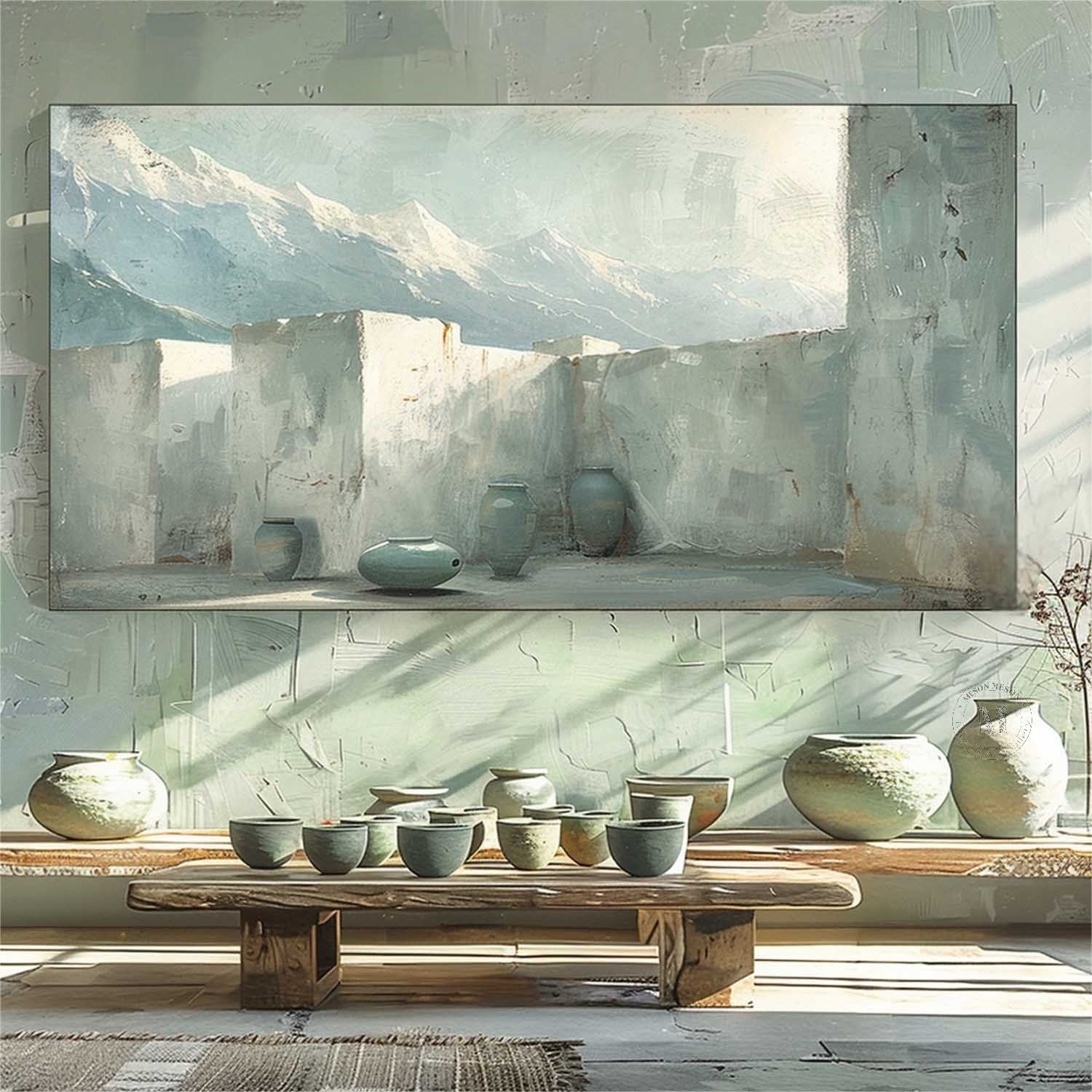 Wall Art Mountain Courtyard Ceramic Vessels - Neutralighting