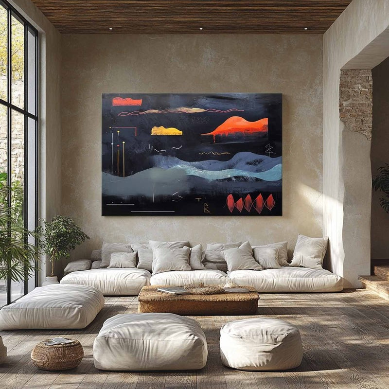 Wall Art Dramatic Textured Layered Dark