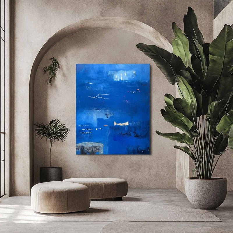 Wall Art Artistic Textured Vivid Blue