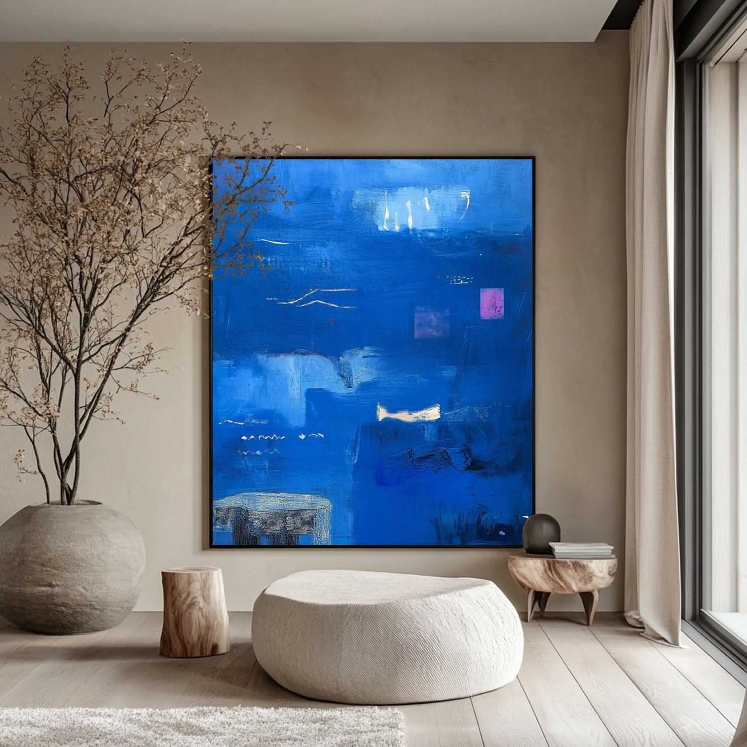 Wall Art Artistic Textured Vivid Blue