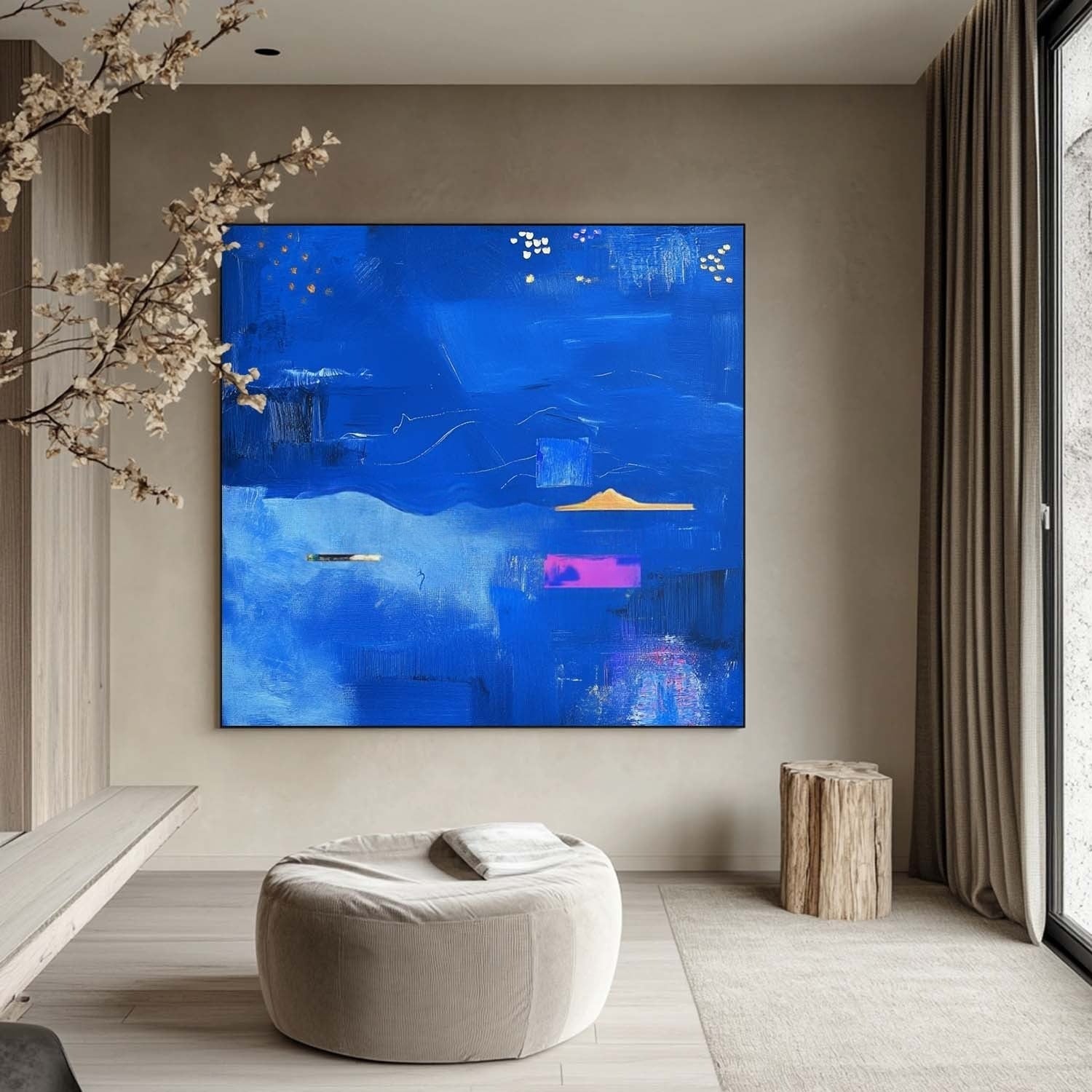 Wall Art Dreamy Textured Layered Blue