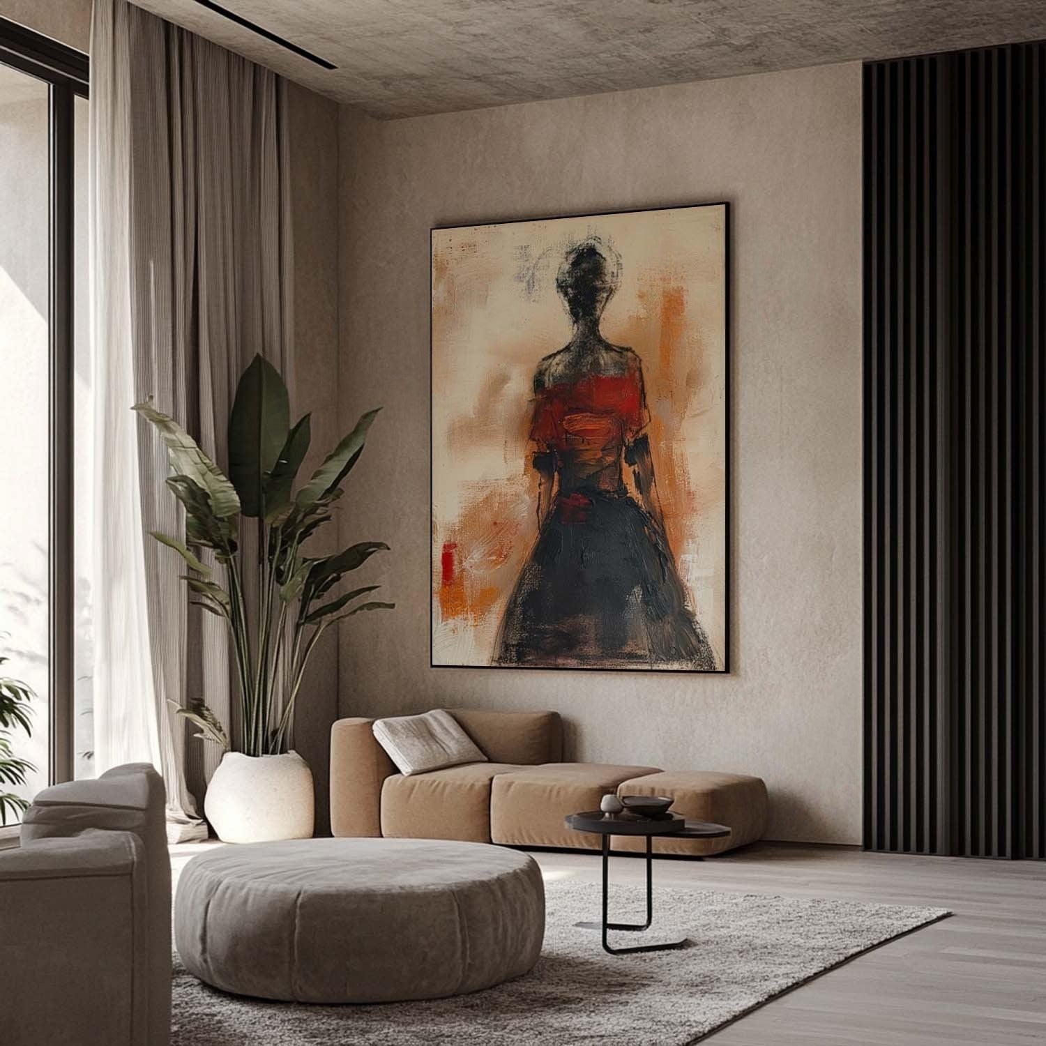 Wall Art Abstract Female Figure Red