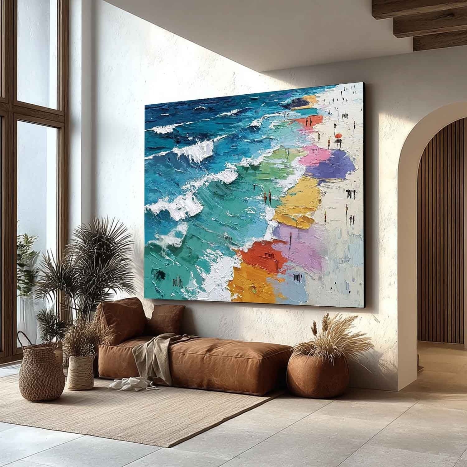 Wall Art Colorful Beach Impasto Ocean Wave