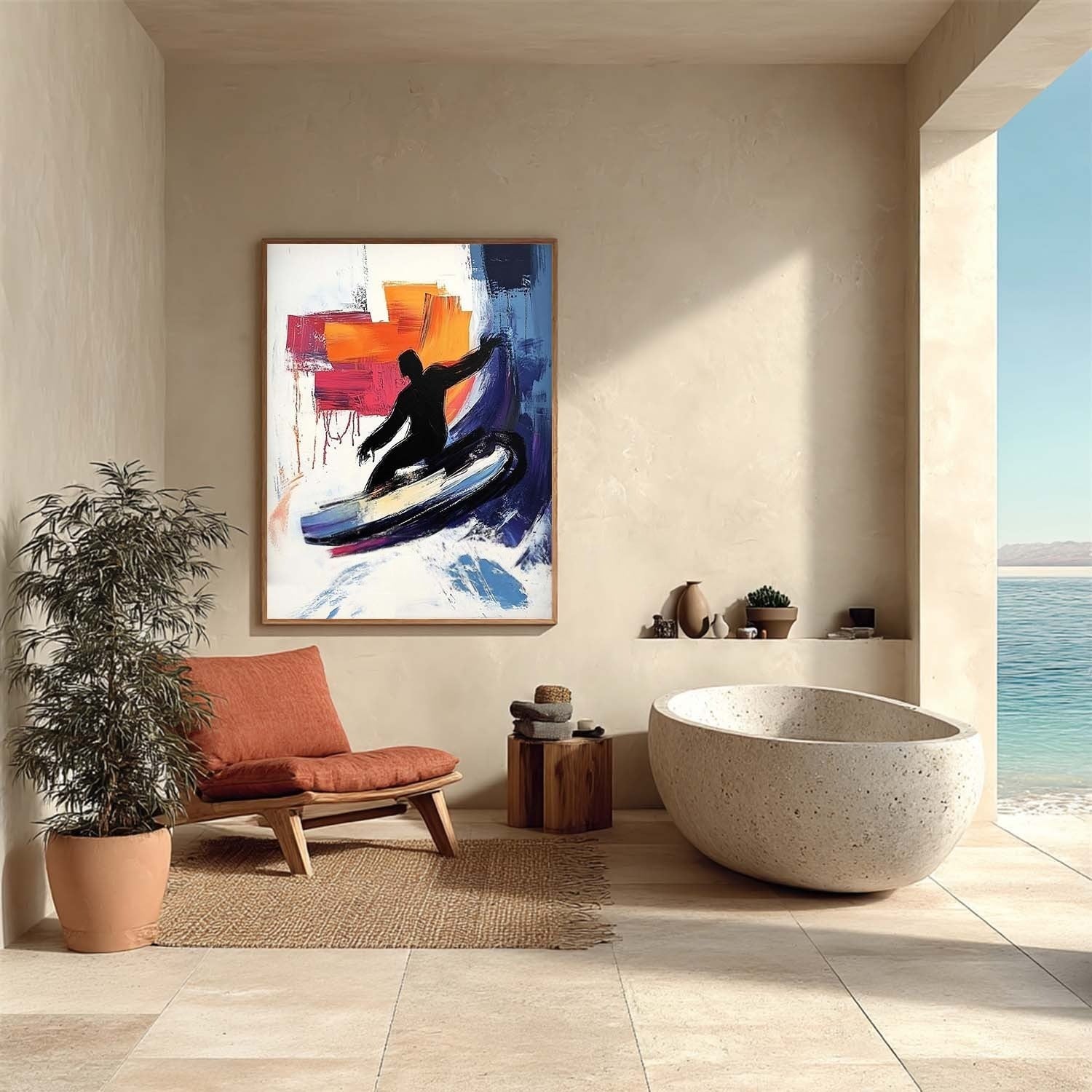 Wall Art Dynamic Textured Surfer Wave