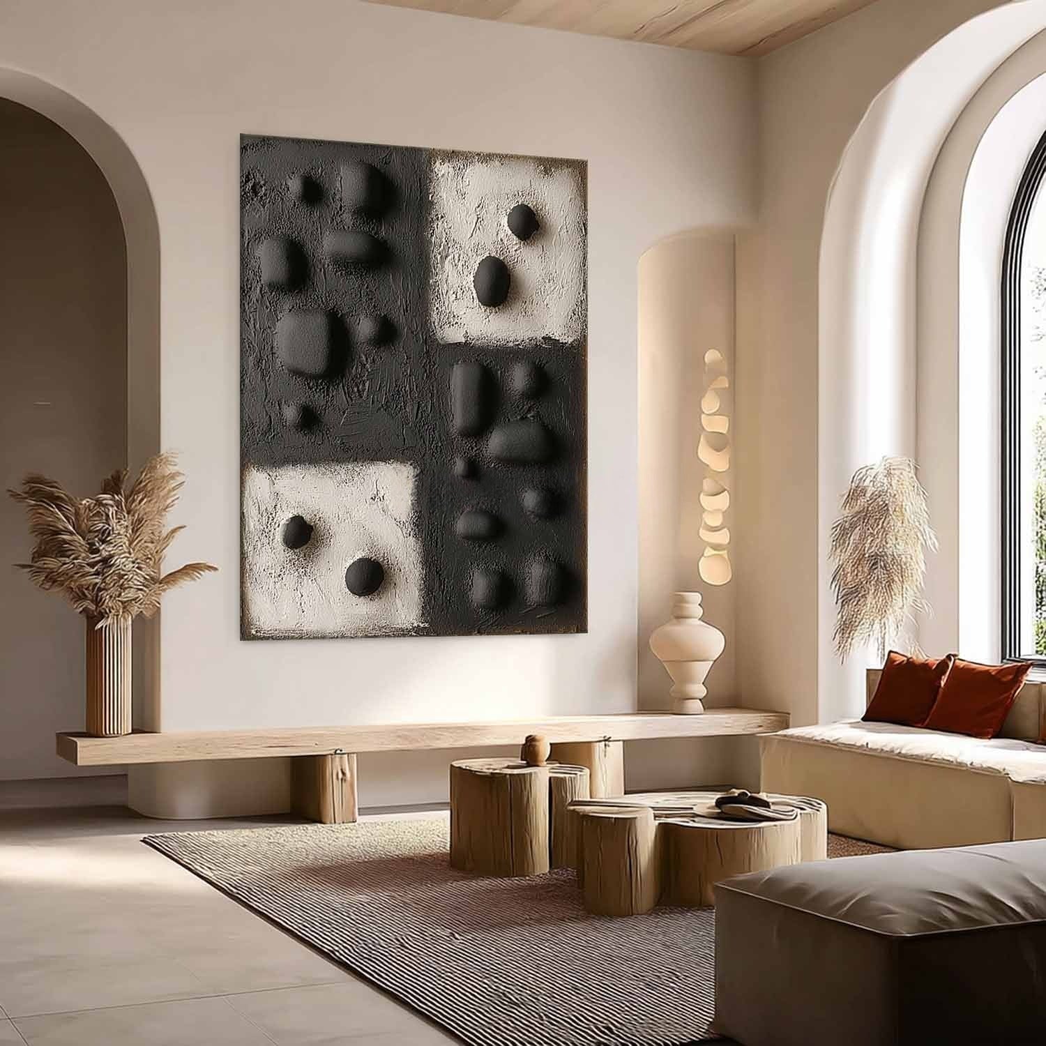 Wall Art Contrast Block Bas-Relief Abstract Painting