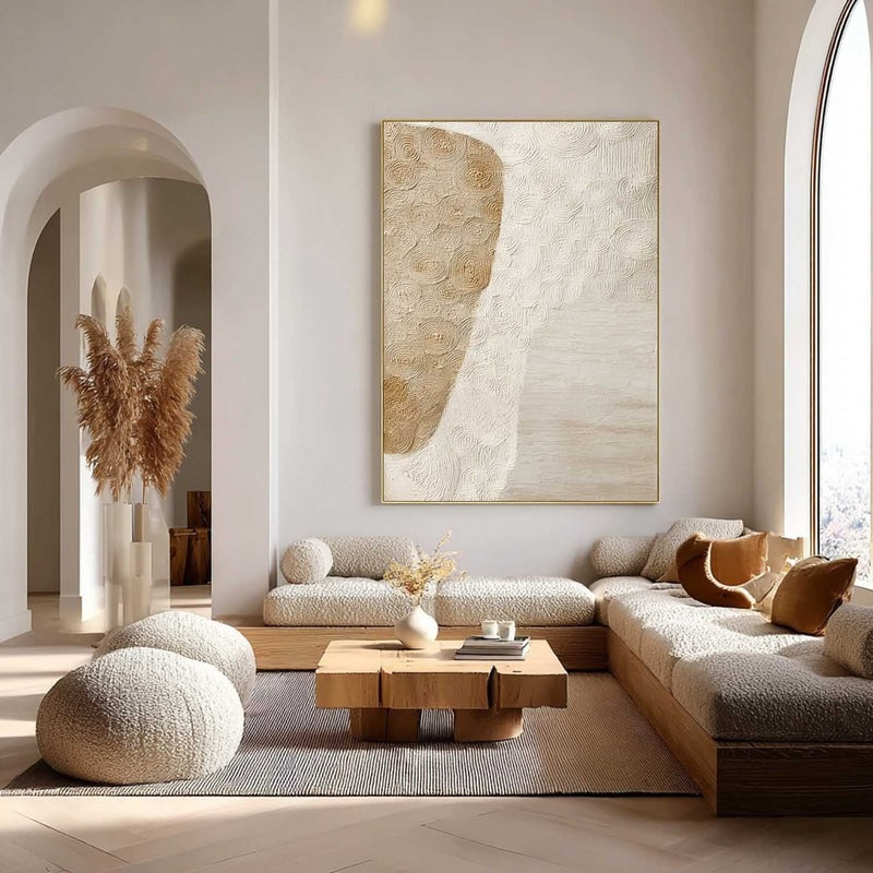 Beige Abstract Organic Textured Painting