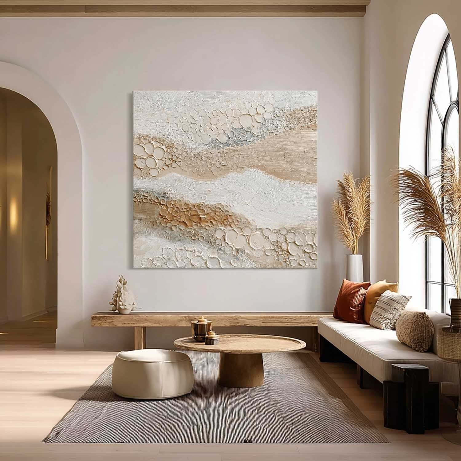 Wall Art Neutral Bubble Textured Wave