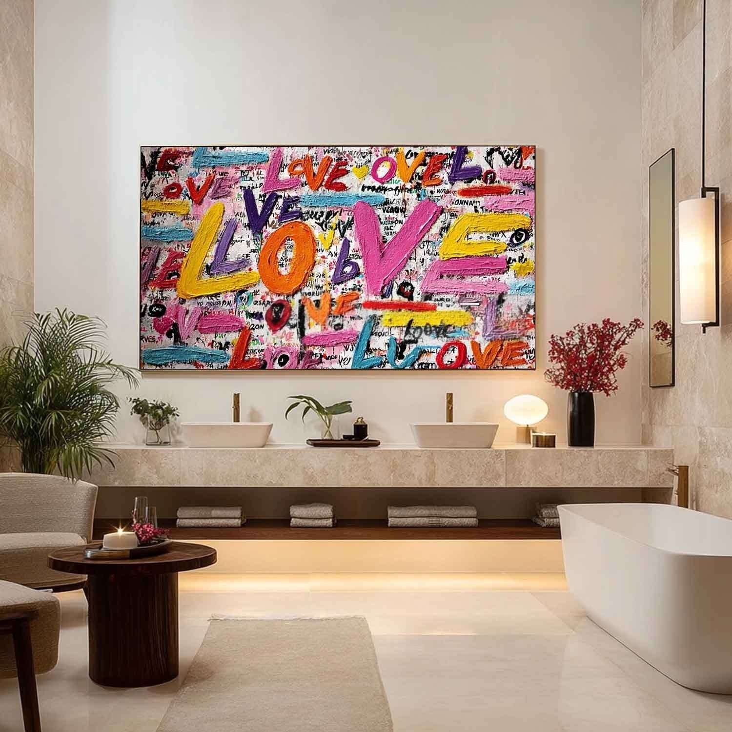 Graffiti Style Love Pop Art Impasto Painting