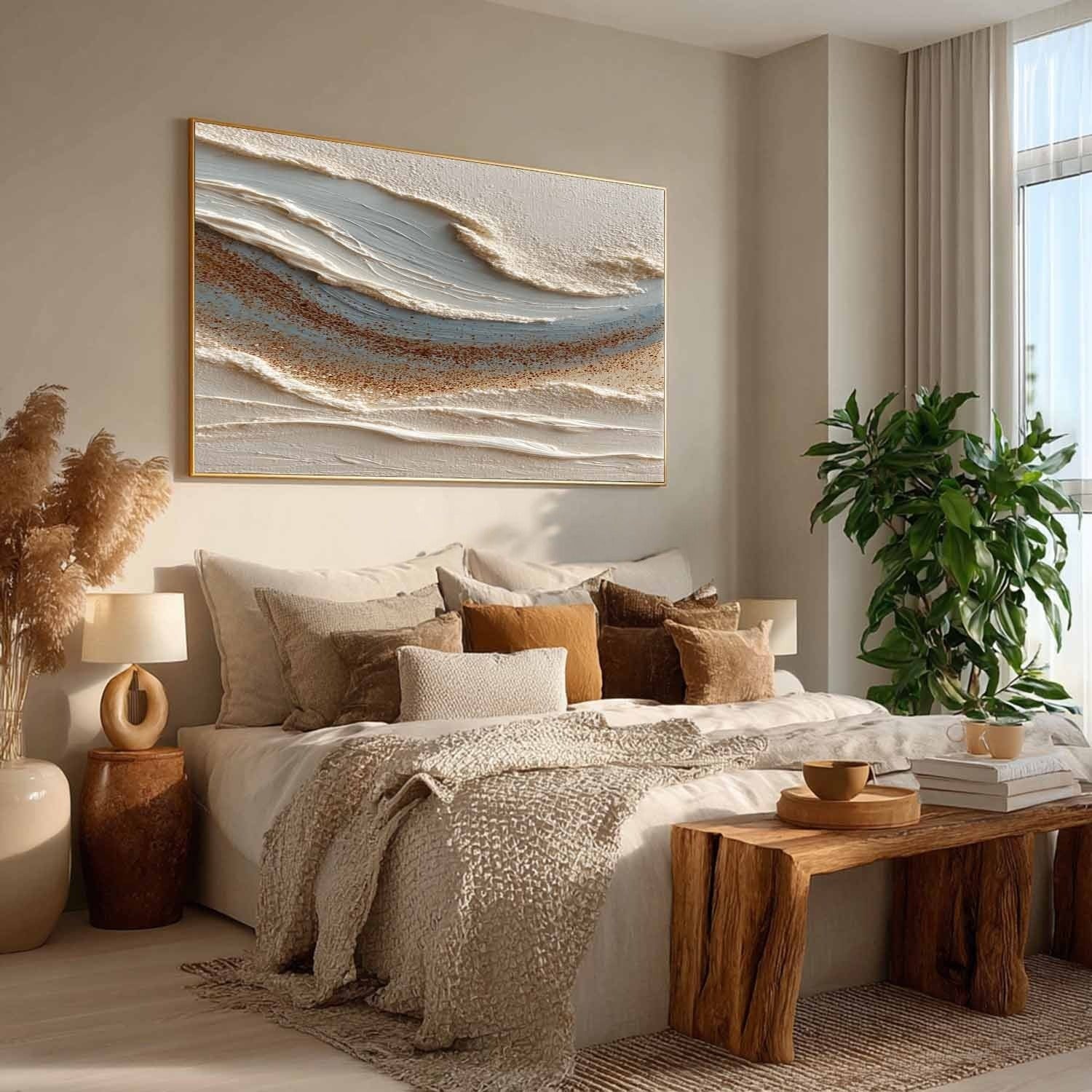 Wall Art Abstract Coastal Sand Wave Beige