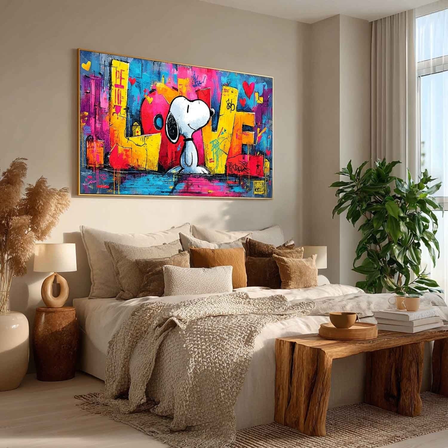 Snoopy Love Graffiti Pop Art Impasto Painting