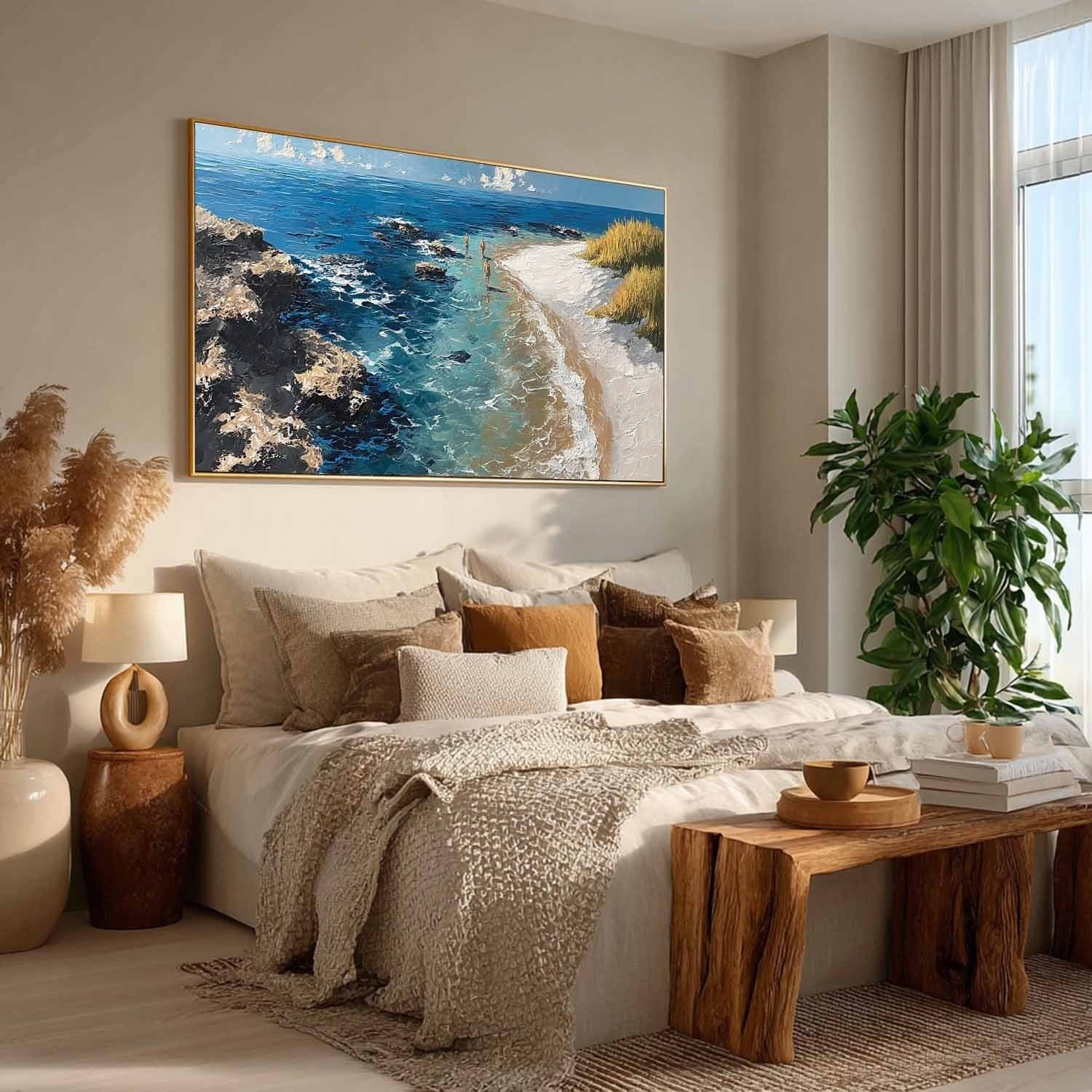 Cliffside Beach Impasto Painting