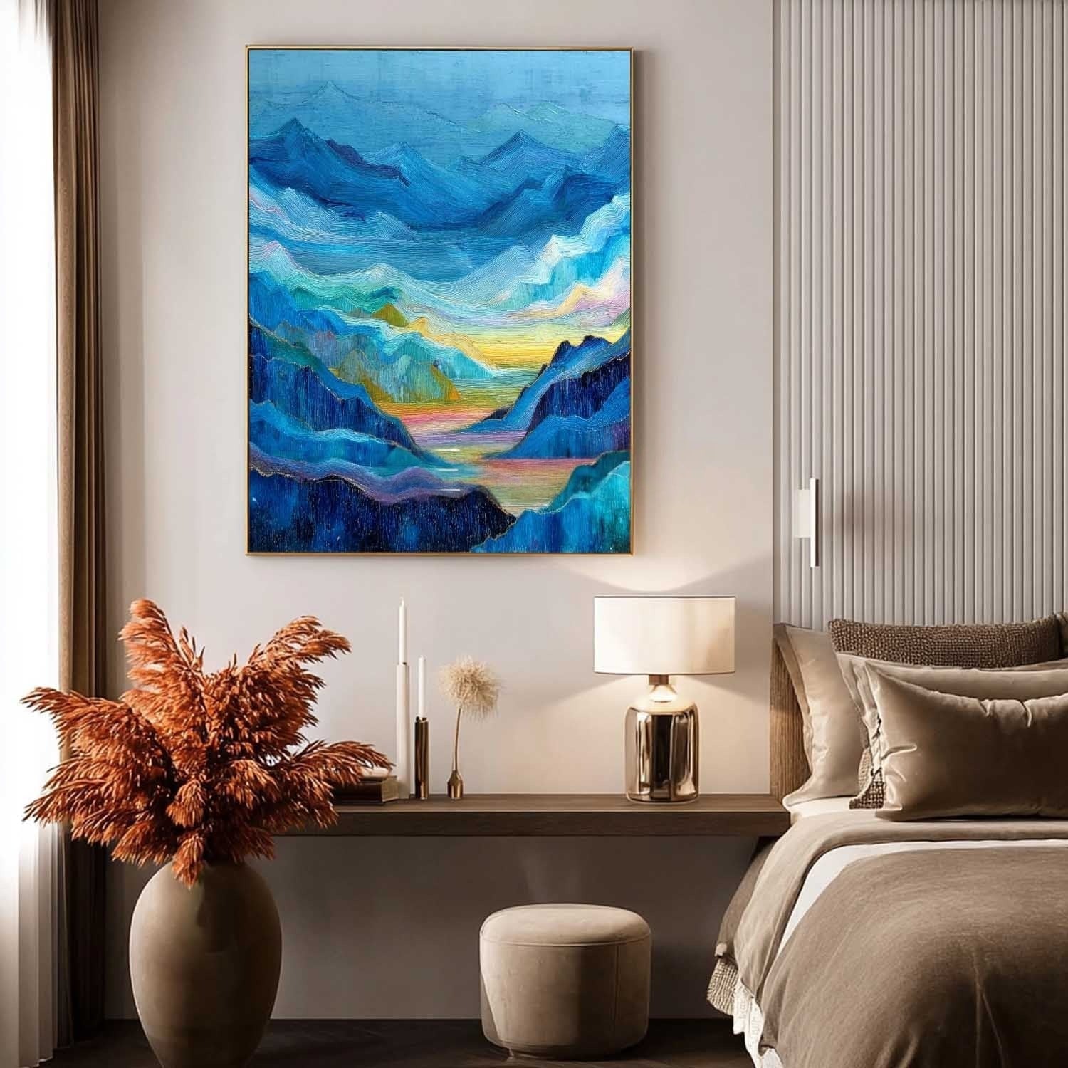Wall Art Textured Mountain Landscape Oil Painting