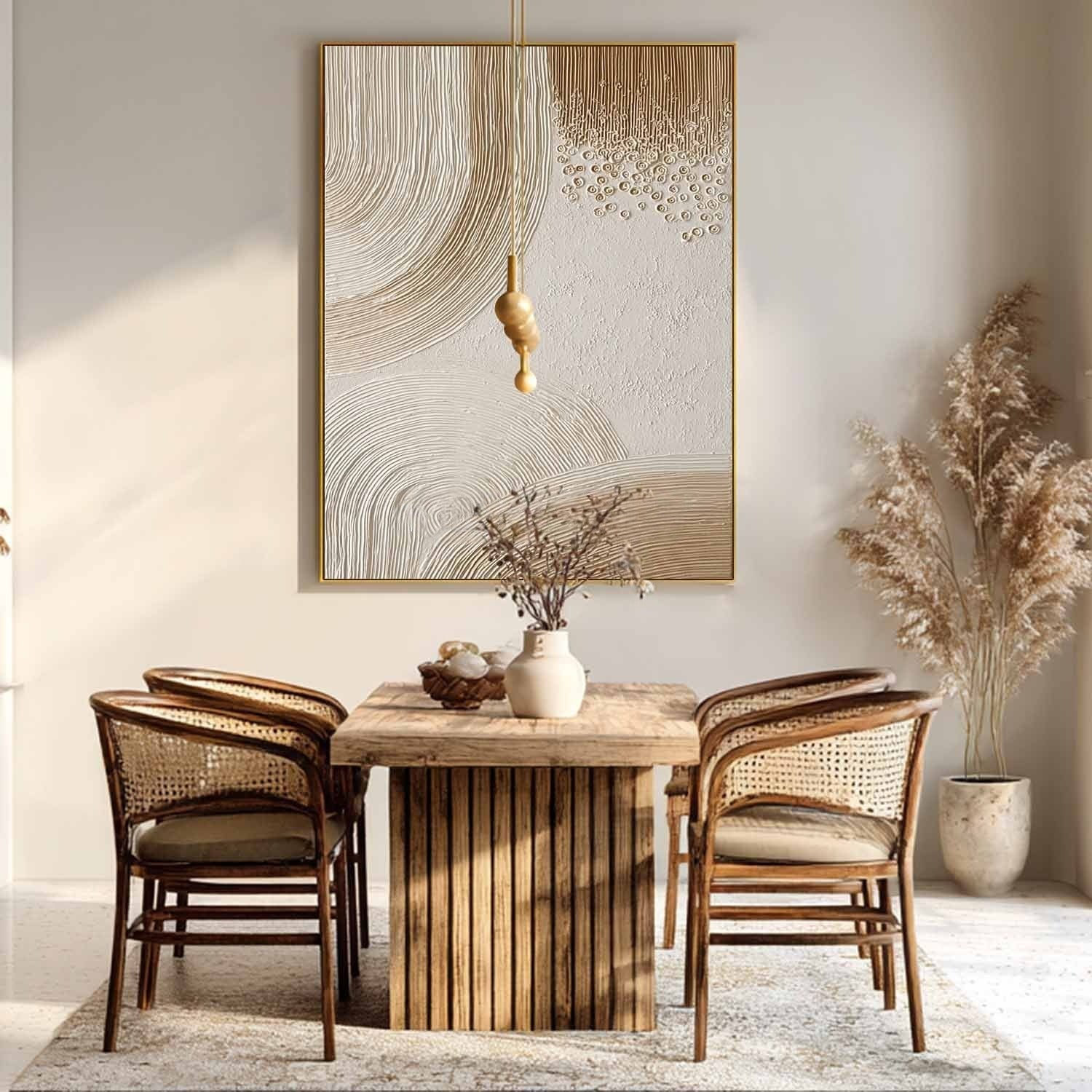 Wall Art Beige Wave Abstract Minimalist