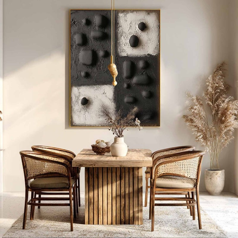 Wall Art Contrast Block Bas-Relief Abstract Painting